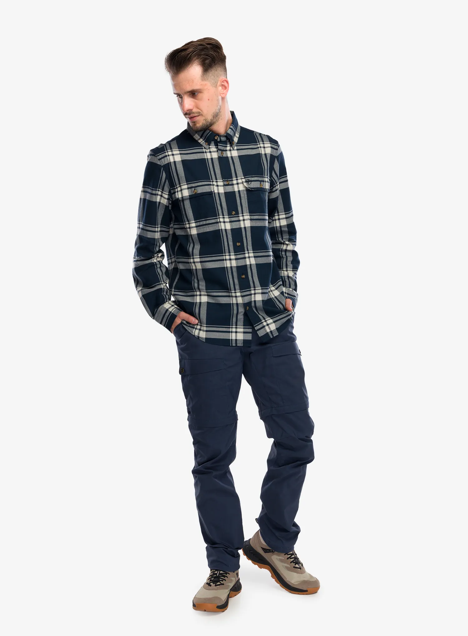 Turistická košile Fjallraven Ovik Lite Flannel Shirt - dark navy/chalk white