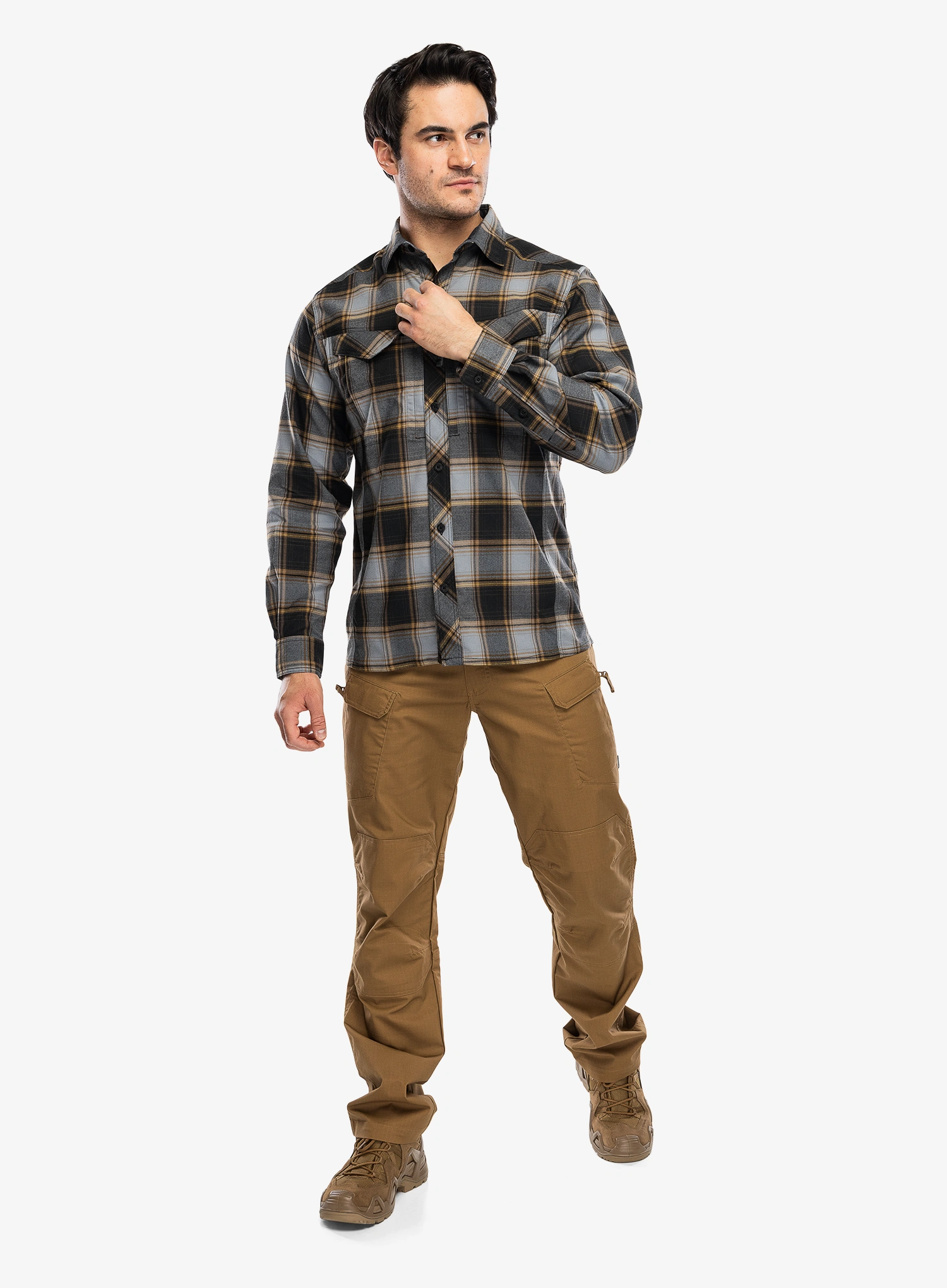 Turistická košile Helikon-Tex Defender Mk2 Nylon Sorona Blend - dark ochre plaid