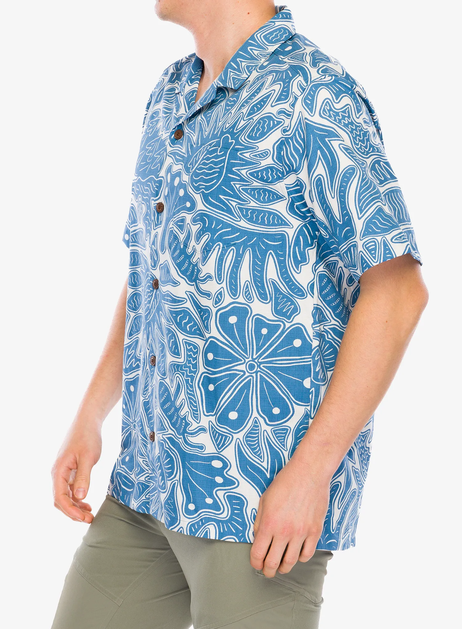 Turistická košile Patagonia Tropical Island Camp Shirt - bees and flowers/still blue