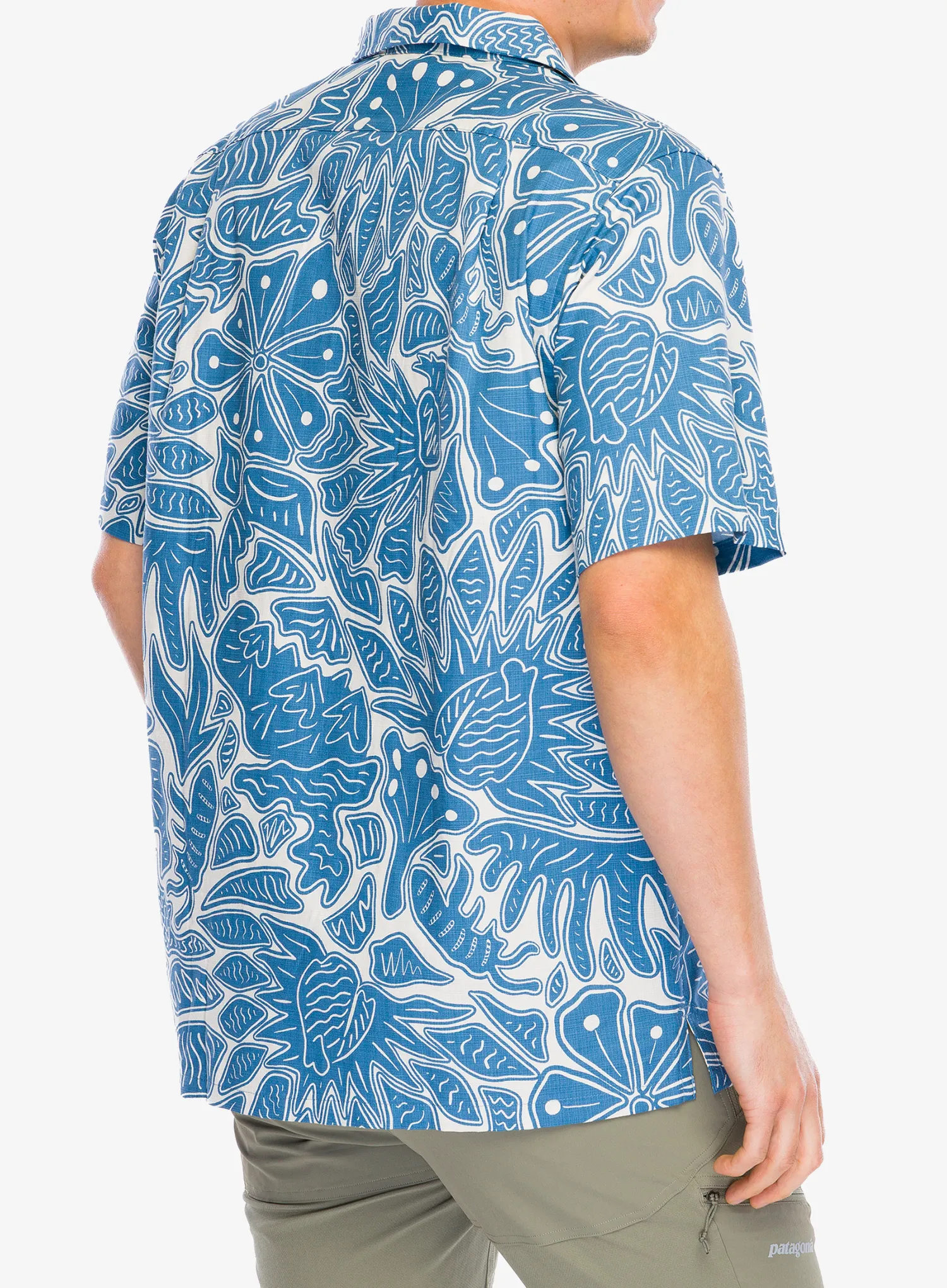 Turistická košile Patagonia Tropical Island Camp Shirt - bees and flowers/still blue