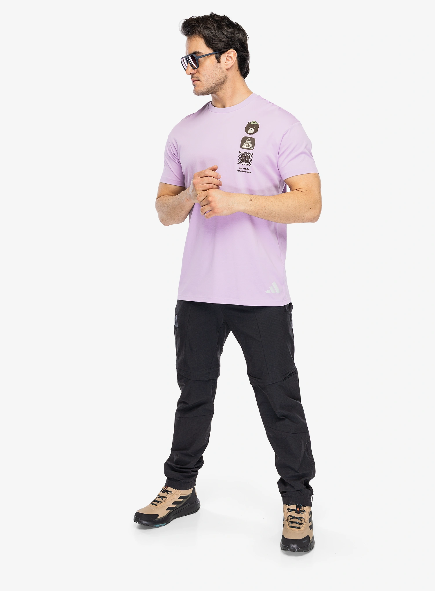 Bavlněné tričko adidas TERREX Multi Graphic T-shirt - powder plum