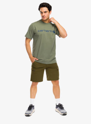 Bavlněné tričko Carhartt Dearborn Relaxed Logo T-Shirt - dusty olive