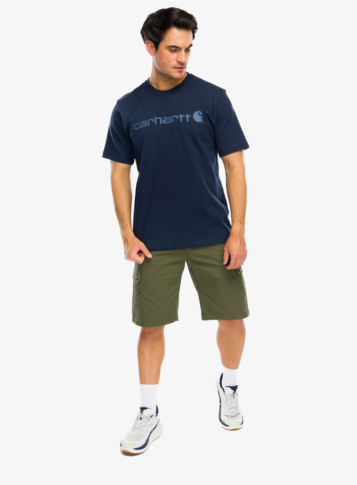 Bavlněné tričko Carhartt Dearborn Relaxed Logo T-Shirt - navy/dark blue