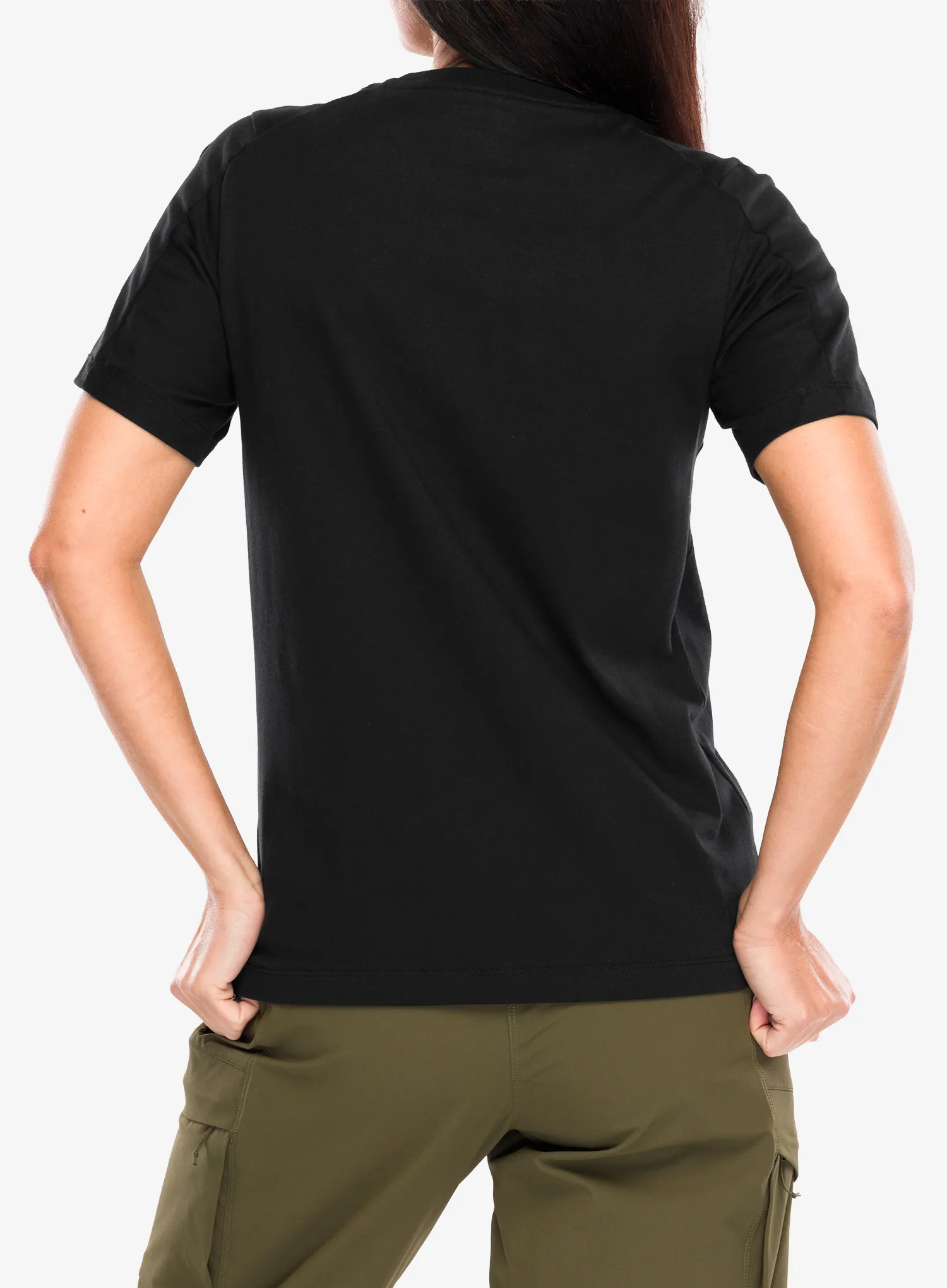 Bavlněné tričko dámské Arcteryx Kragg SL Cotton Emblem Crew SS - black