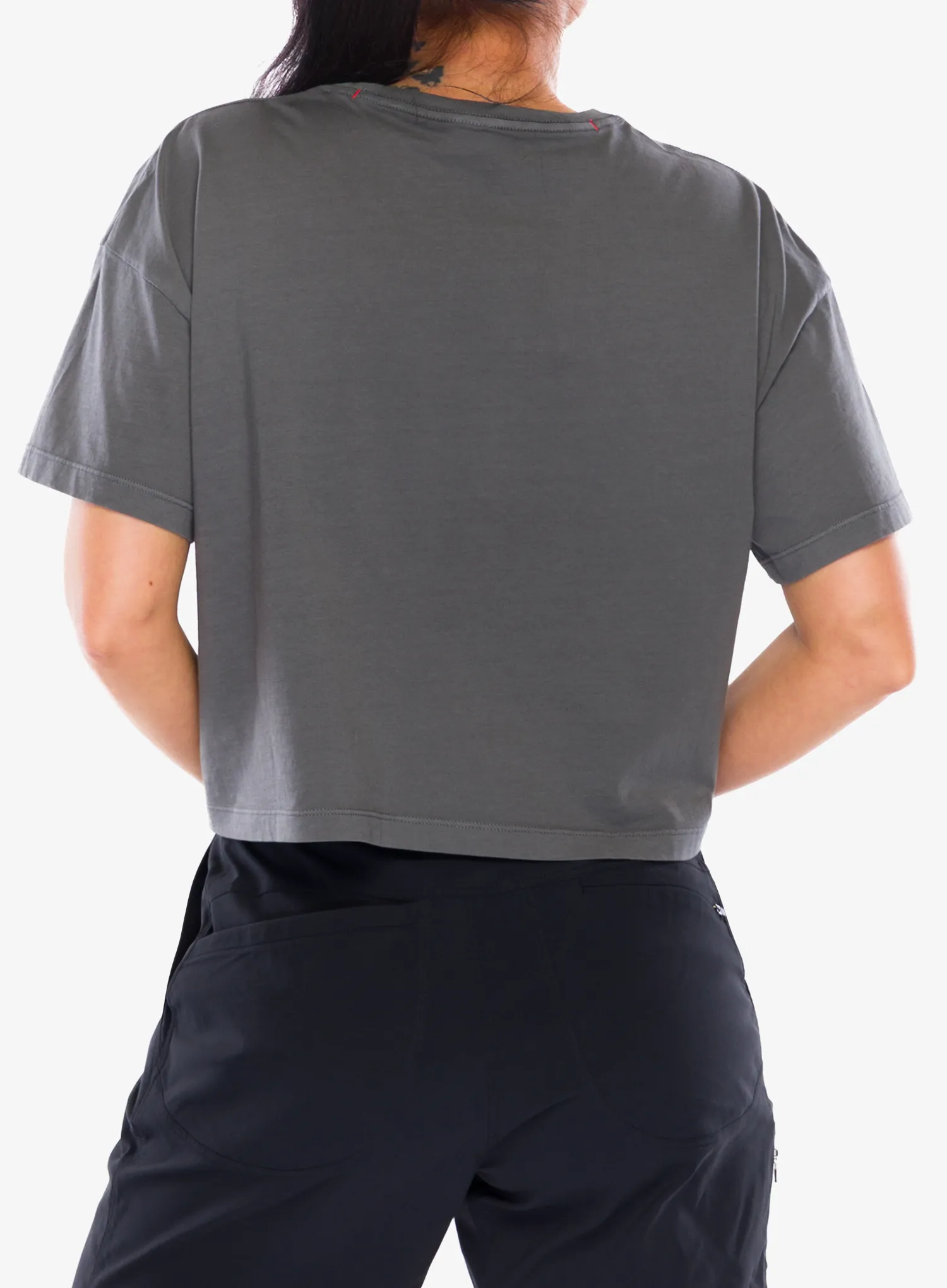 Bavlněné tričko dámské Black Diamond Diamond Crop SS Tee - charcoal