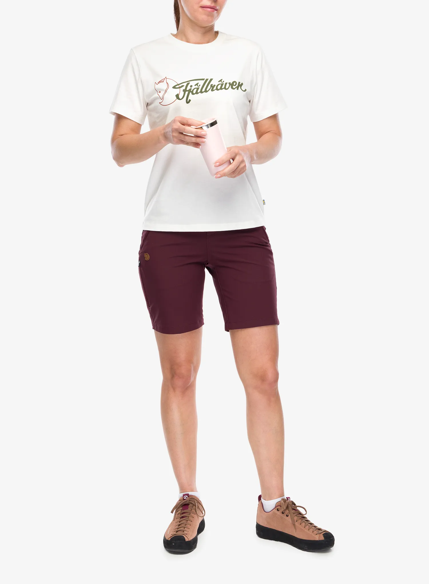 Bavlněné tričko dámské Fjallraven Archive Logo T-shirt - eggshell