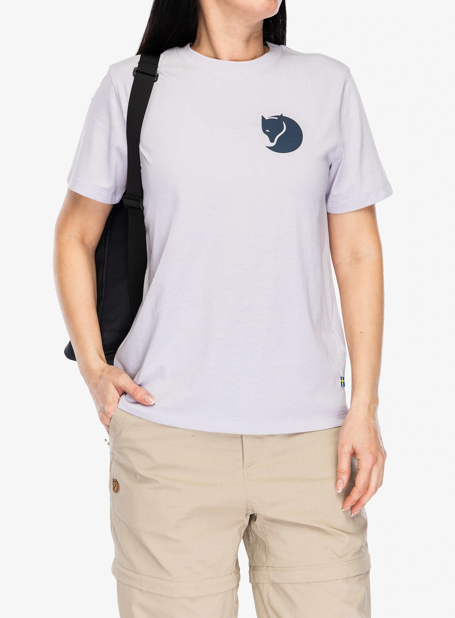Bavlněné tričko dámské Fjallraven Fox Boxy Logo Tee - lavender mist