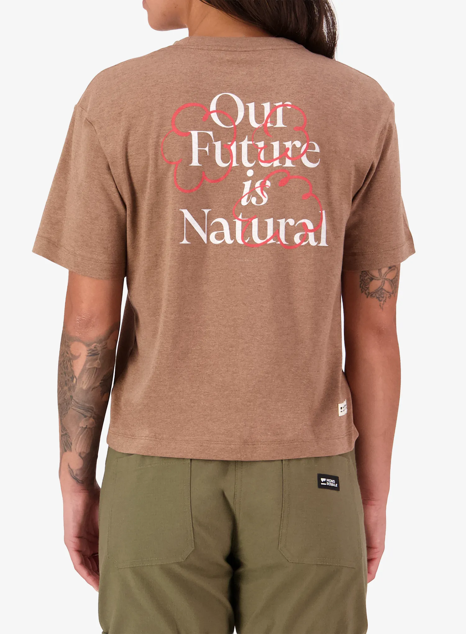 Bavlněné tričko dámské Mons Royale Yonder Merino Organic Cotton T-Shirt - mocha