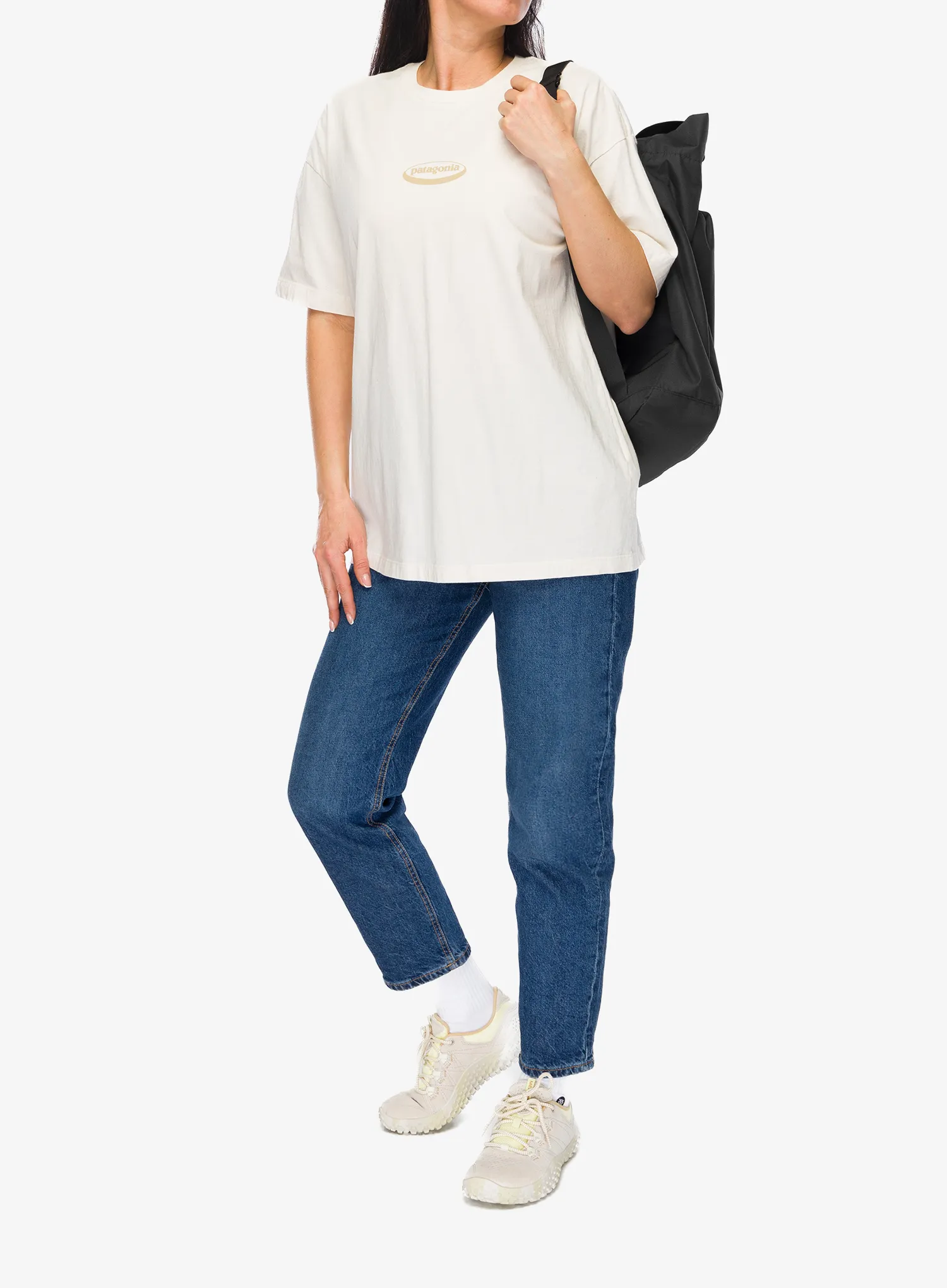 Bavlněné tričko dámské Patagonia 95 Oval Logo Oversized T-Shirt - undyed natural