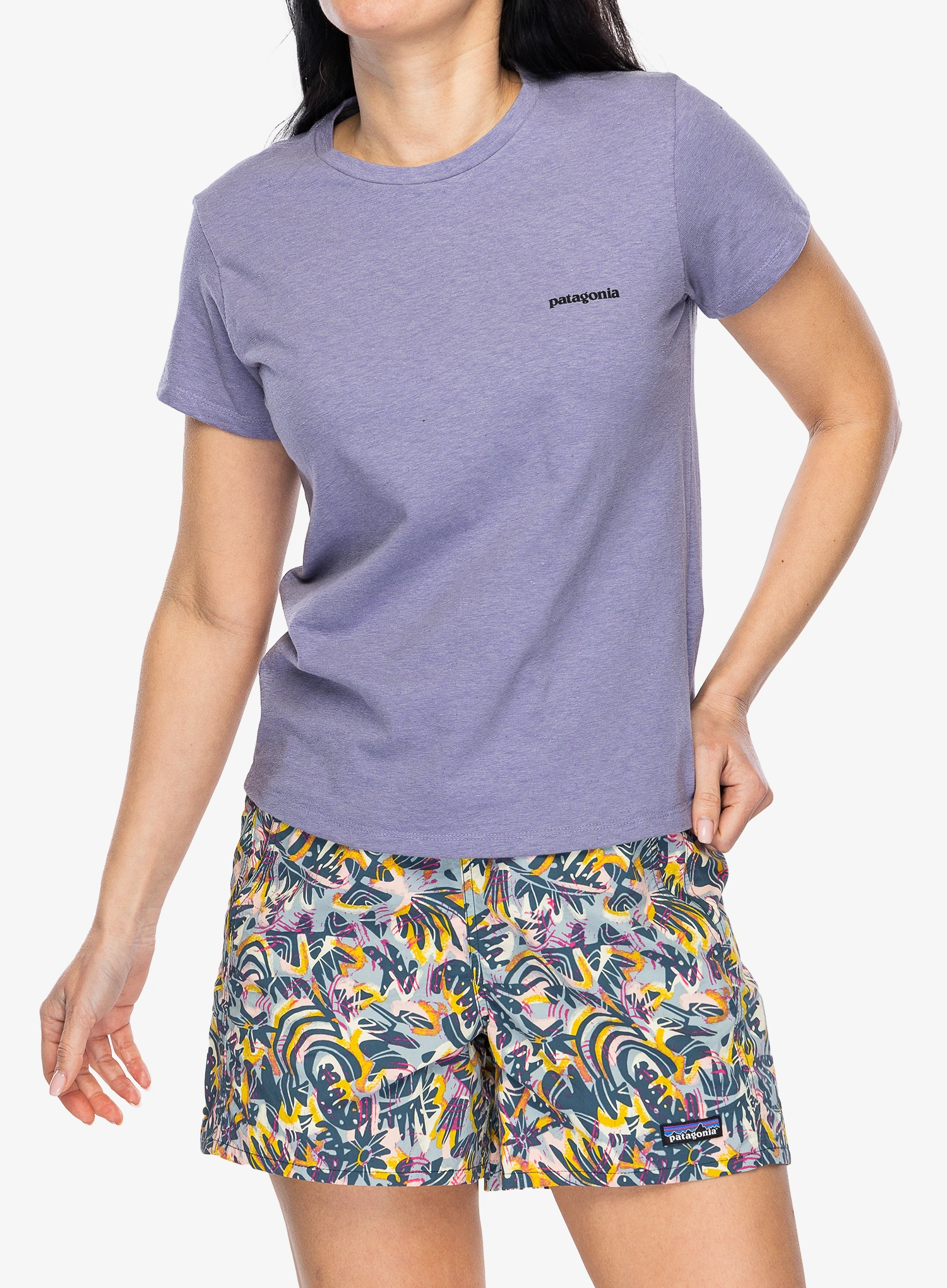 Bavlněné tričko dámské Patagonia P-6 Logo Responsibili-Tee - concrete purple