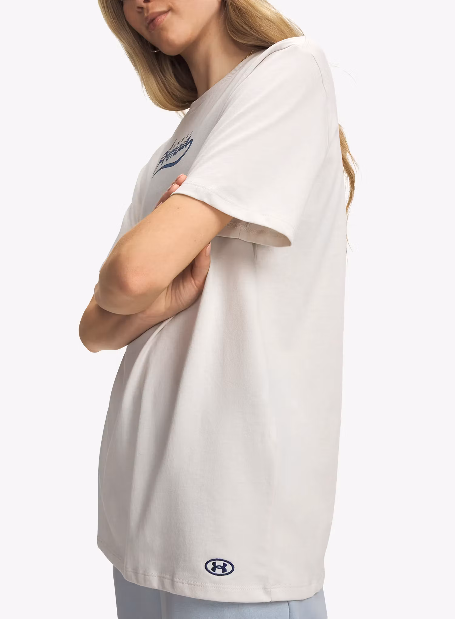 Bavlněné tričko dámské Under Armour Rival Wordmark Graphic SS - summit white/aegean blue
