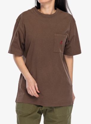 Bavlněné tričko Gramicci One Point Tee Pigment Dyed - brown pigment