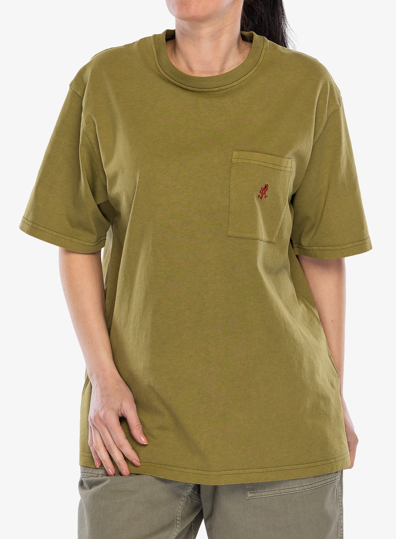 Bavlněné tričko Gramicci One Point Tee Pigment Dyed - pistachio pigment