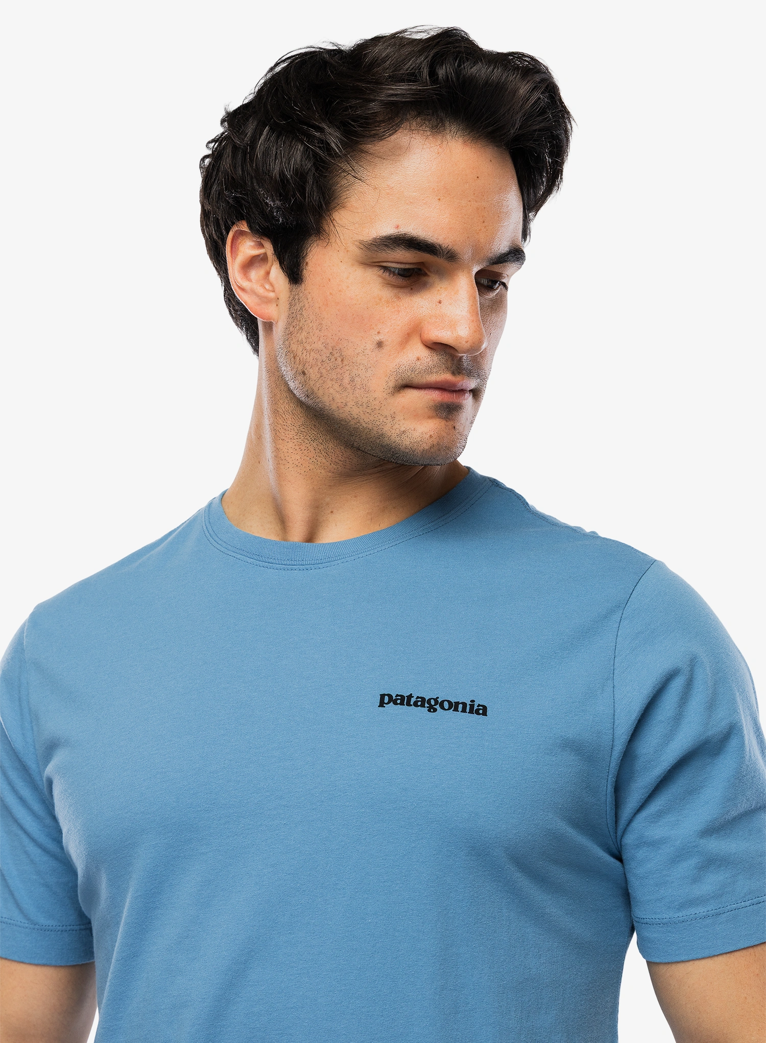 Bavlněné tričko Patagonia P-6 Logo T-Shirt - shore blue