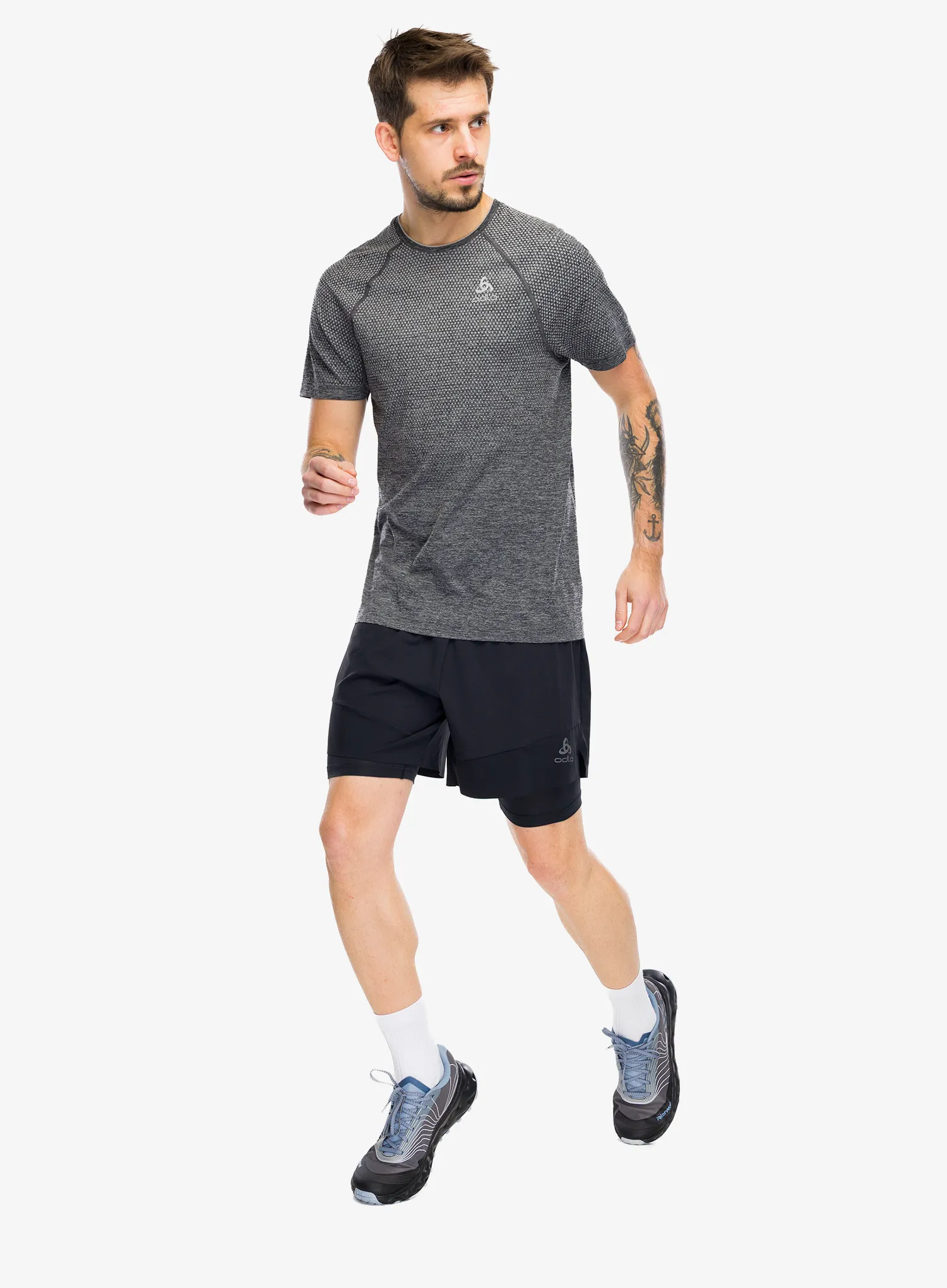 Běžecké triko Odlo Essential Seamless Crew Neck S/S - grey melange