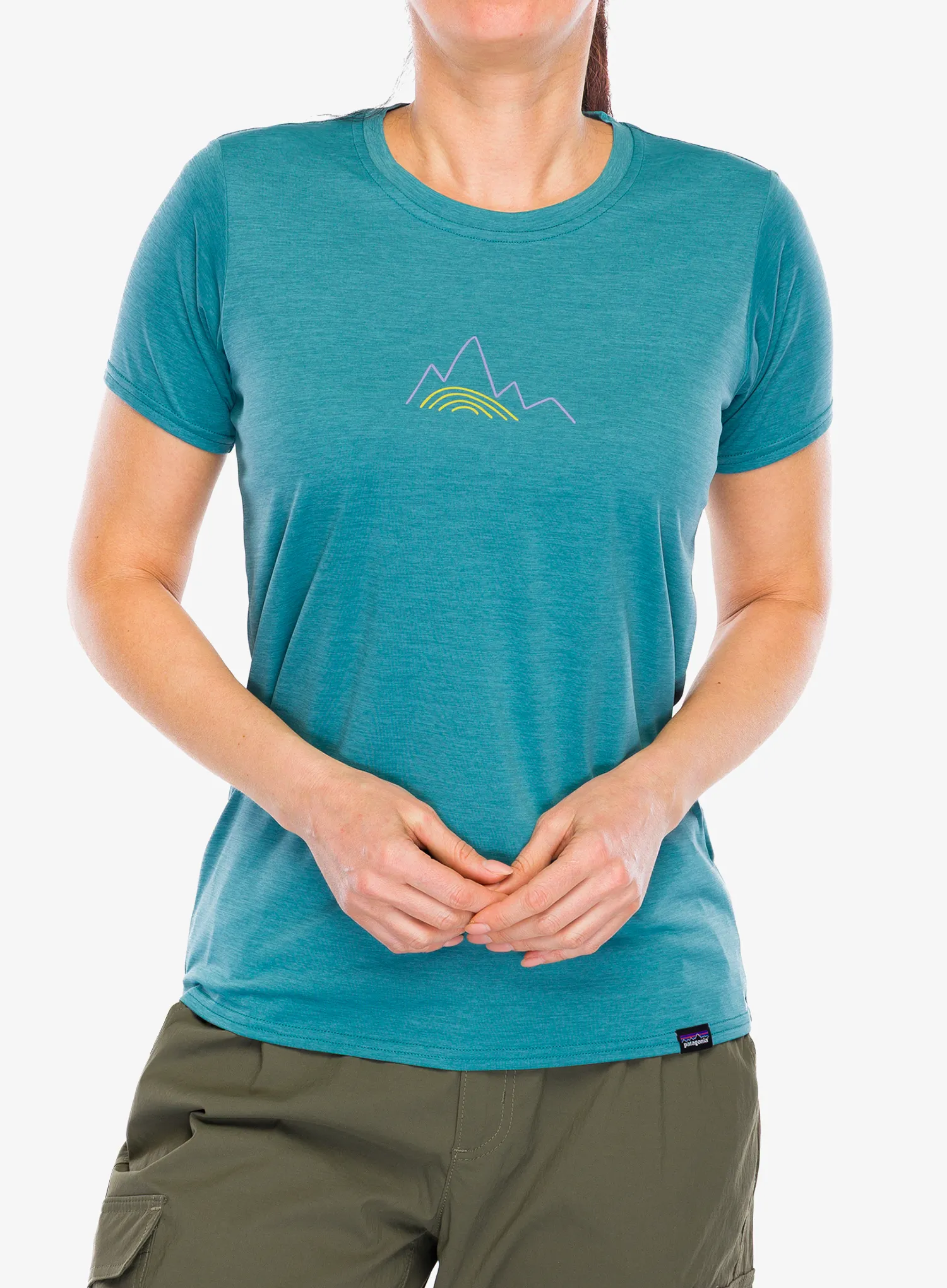 Dámské tričko Patagonia Cap Cool Daily Graphic Shirt Lands - berm logo/wetland blue