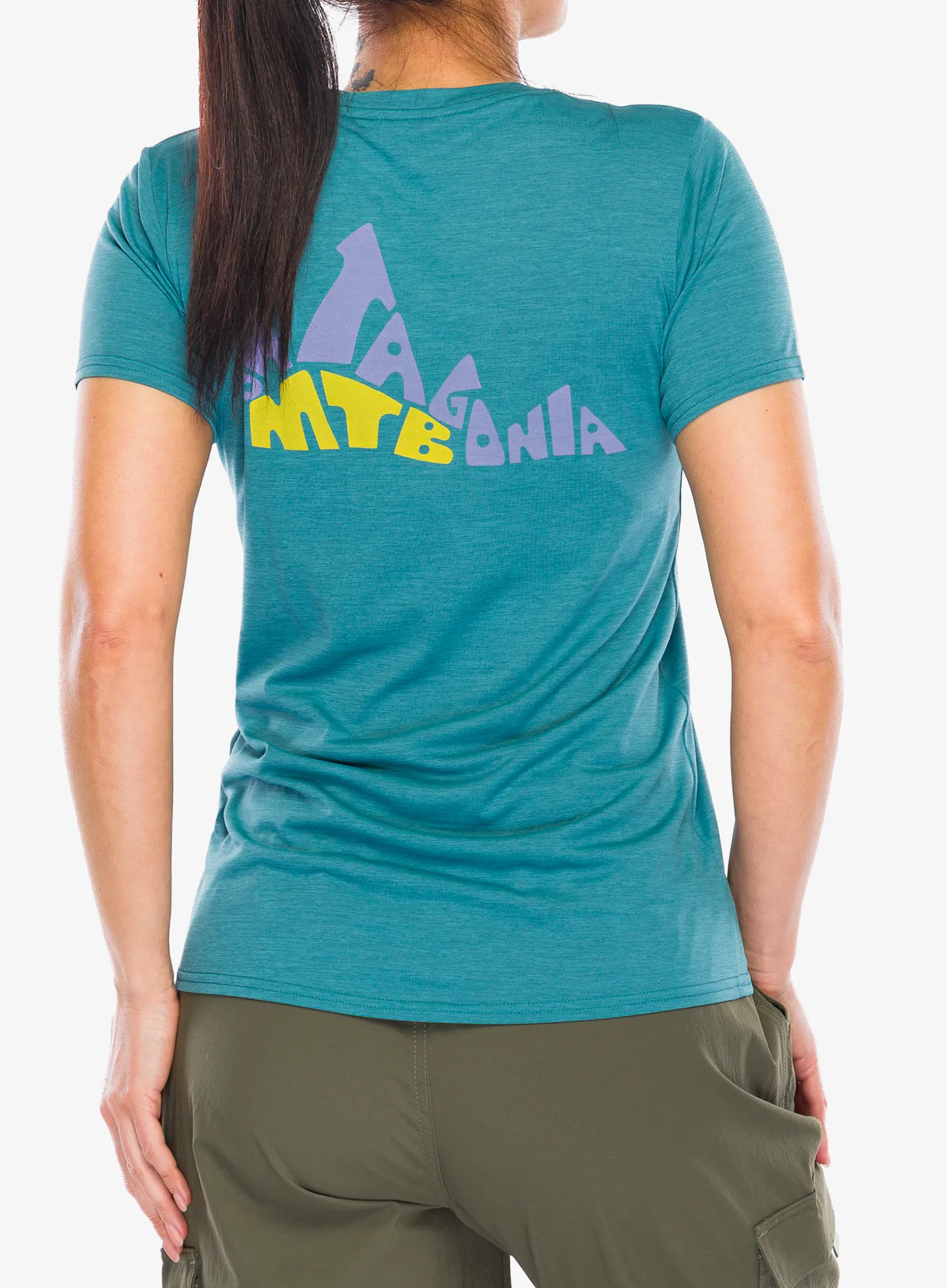 Dámské tričko Patagonia Cap Cool Daily Graphic Shirt Lands - berm logo/wetland blue