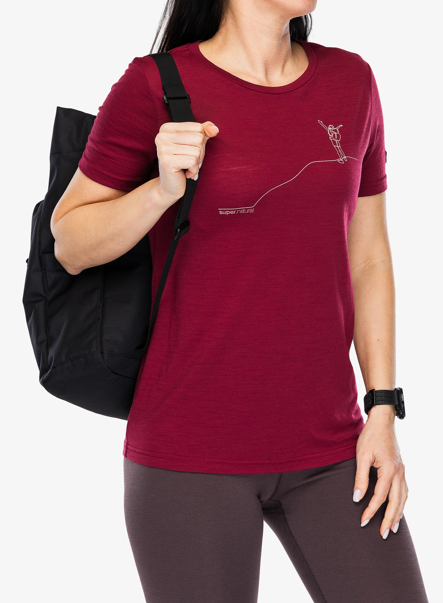 Dámské tričko Super.natural Berggluck Tee - beet red/feather grey