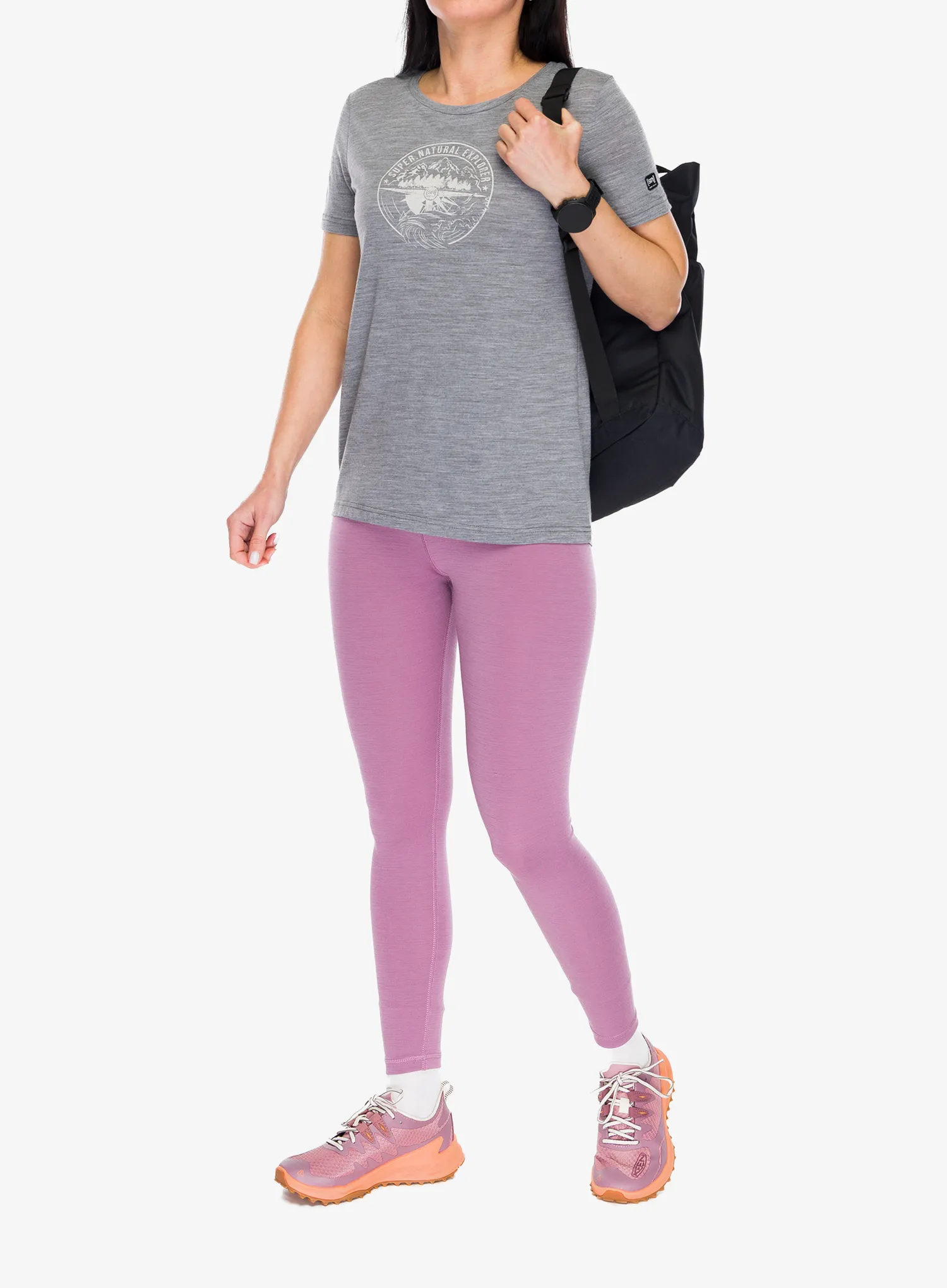 Dámské tričko Super.natural Exploring TEE - cashmere grey mel/wht stone