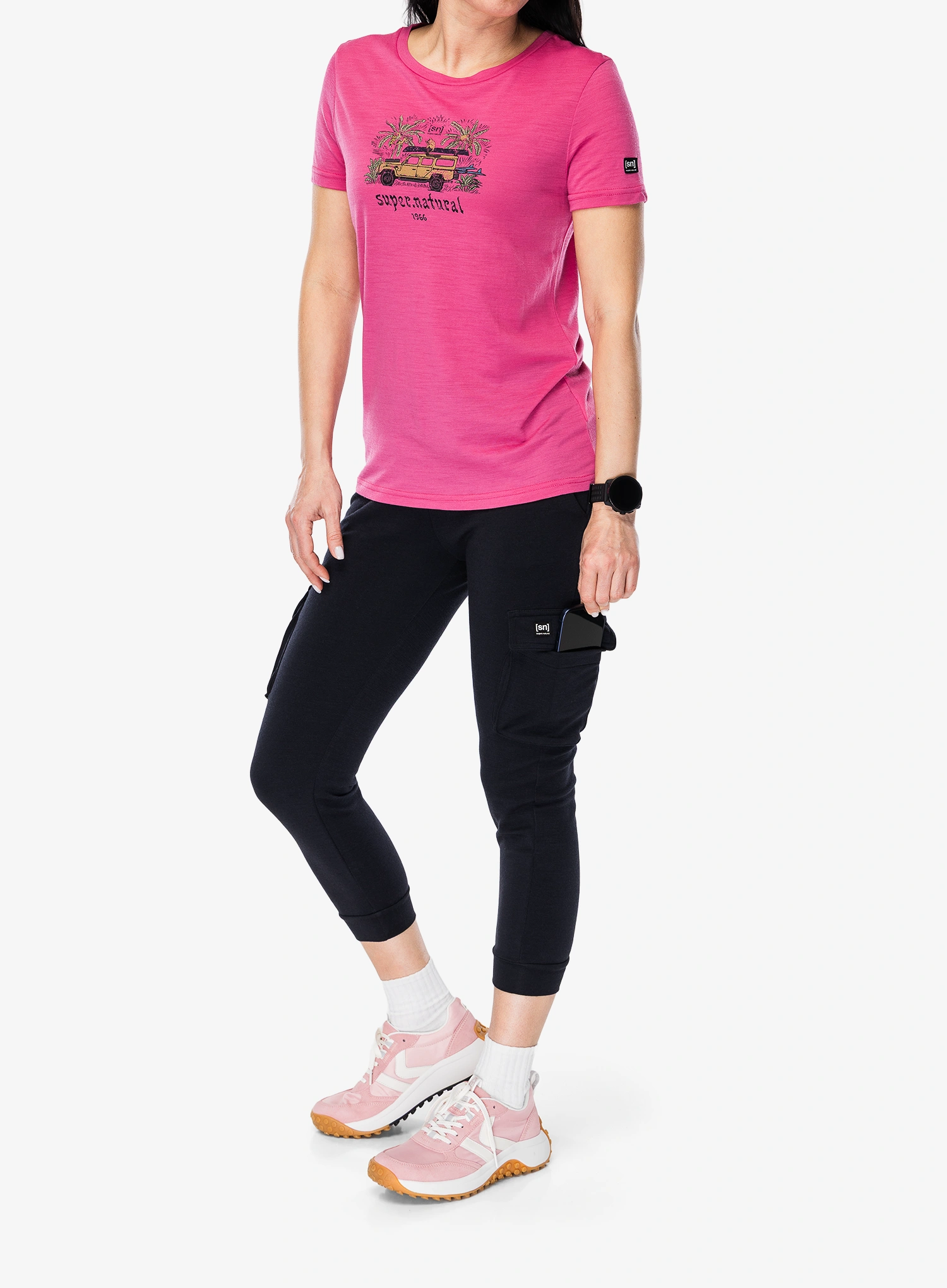 Dámské tričko Super.natural Tropicar Tee - pinky rose/various