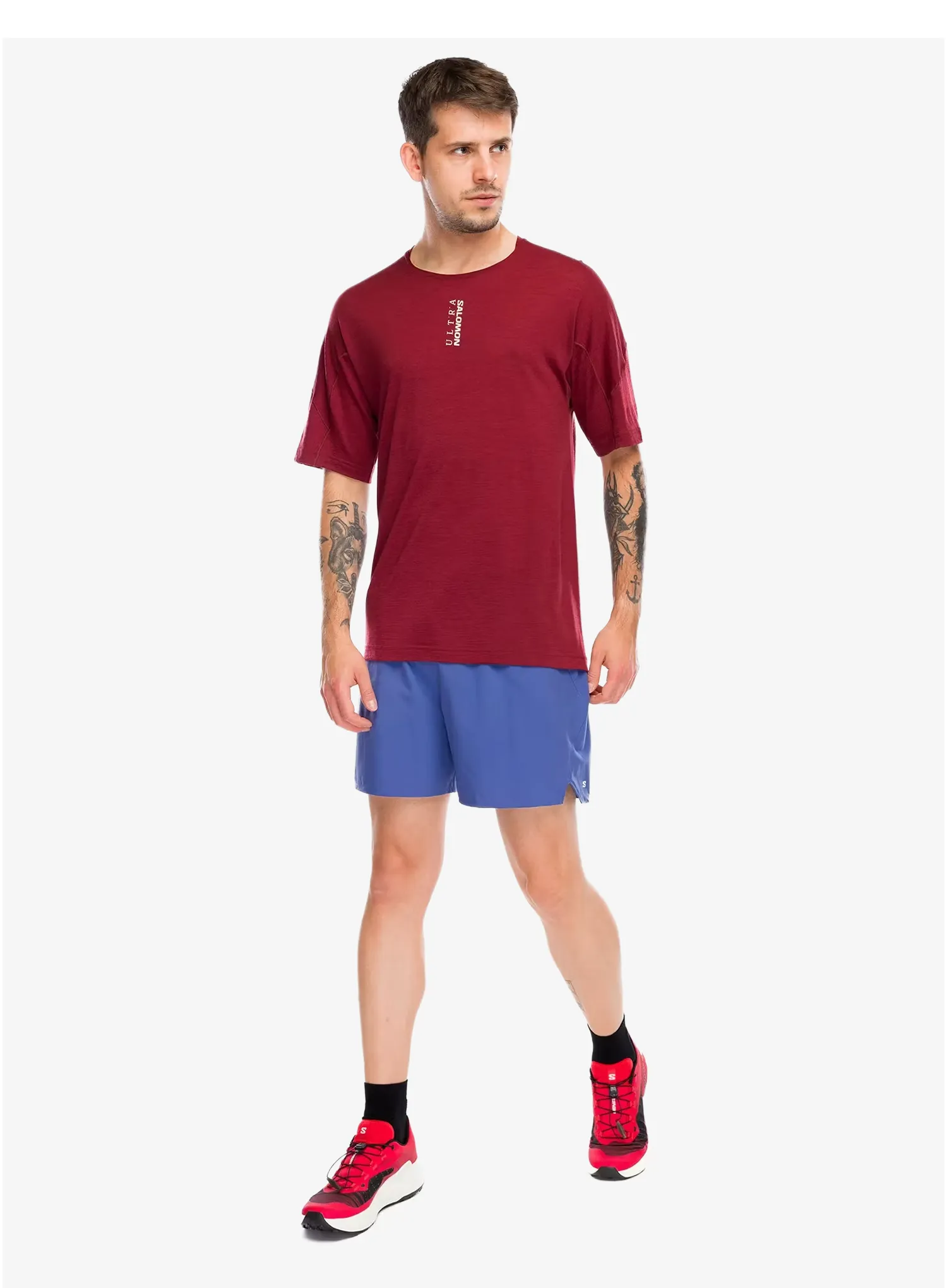 Běžecké tričko Salomon Ultra S/S Tee - syrah