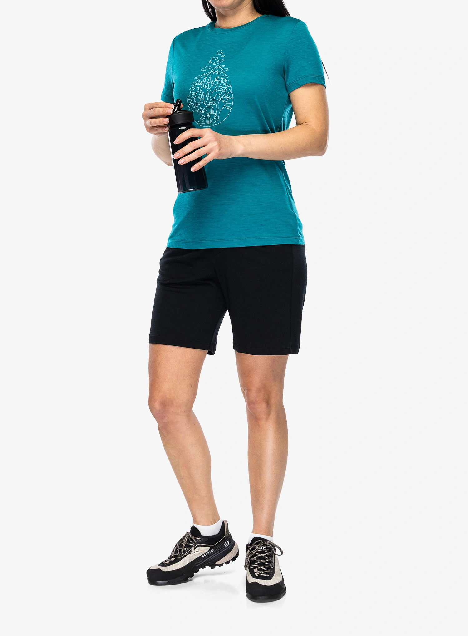 Merino triko dámské Icebreaker Merino 150 Tech Lite III SS Tee Hike Path - tidal teal