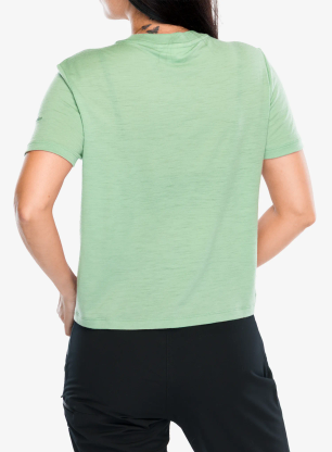 Merino triko dámské Icebreaker Merino 150 Tech Lite SS Crop Tee The Climb - seaglass