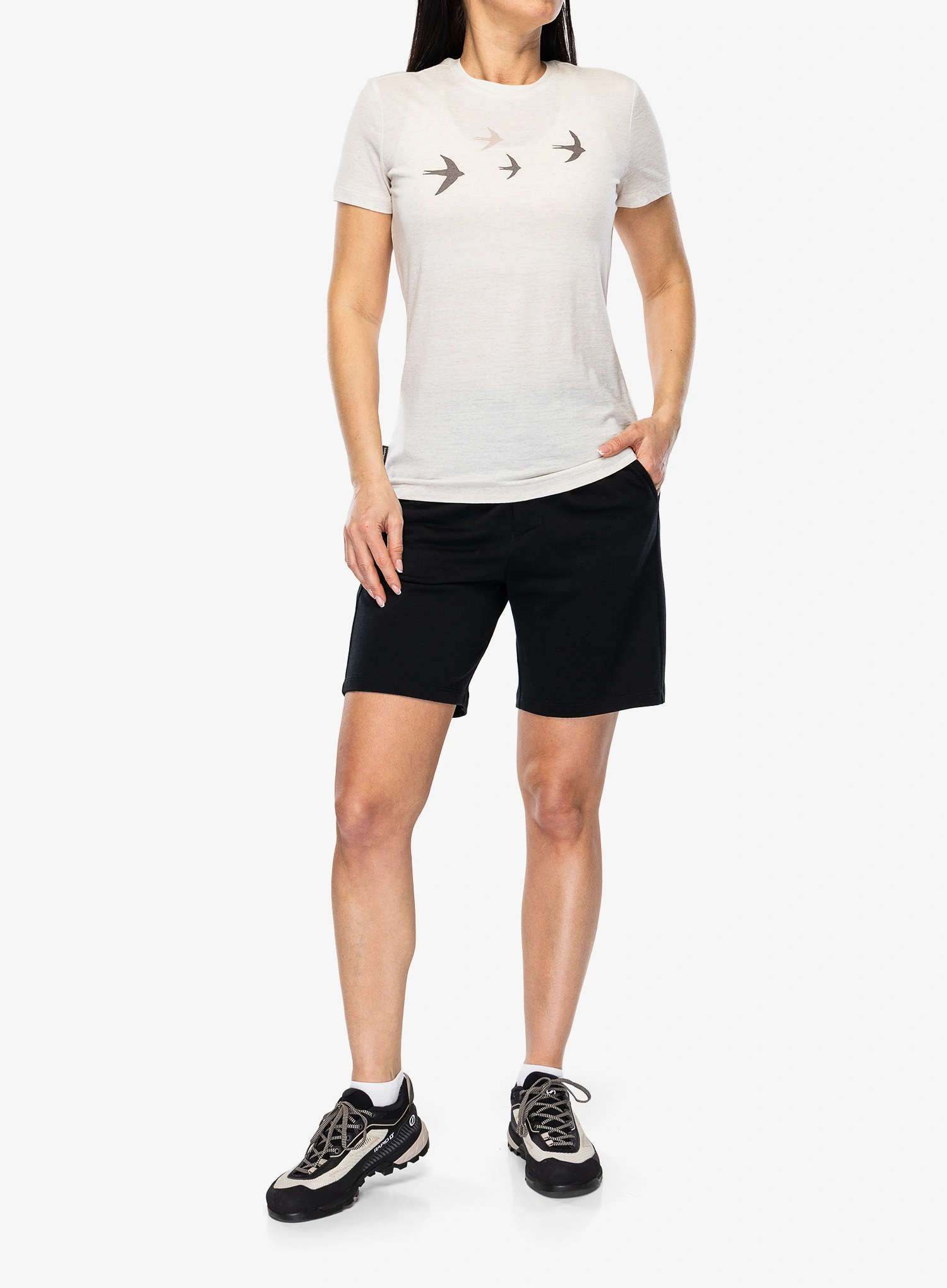 Merino triko dámské Icebreaker Merino 150 Tech Lite SS Tee Bird Transit - ecru hthr