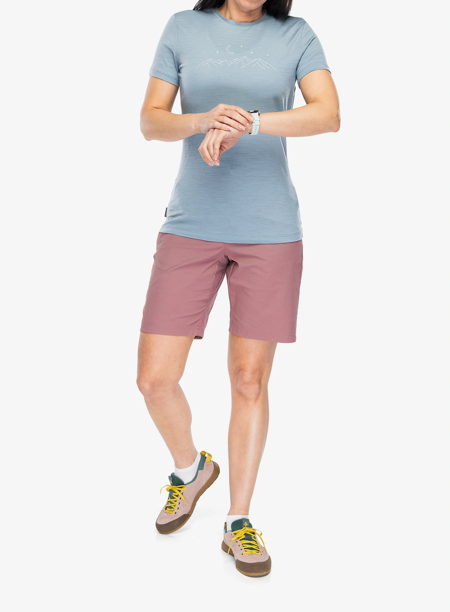 Merino triko dámské Icebreaker Merino 150 Tech Lite SS Tee Sparkling Stars - flint blue