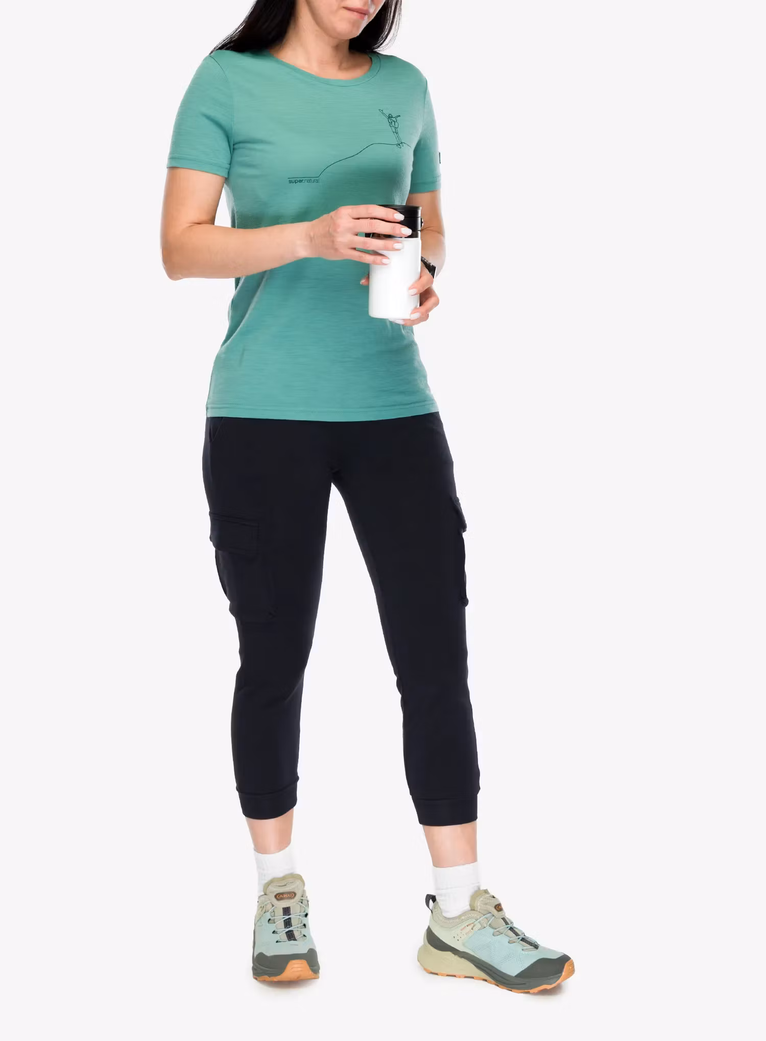Merino triko dámské Super.natural Berggluck Tee - lagoon green/pacific