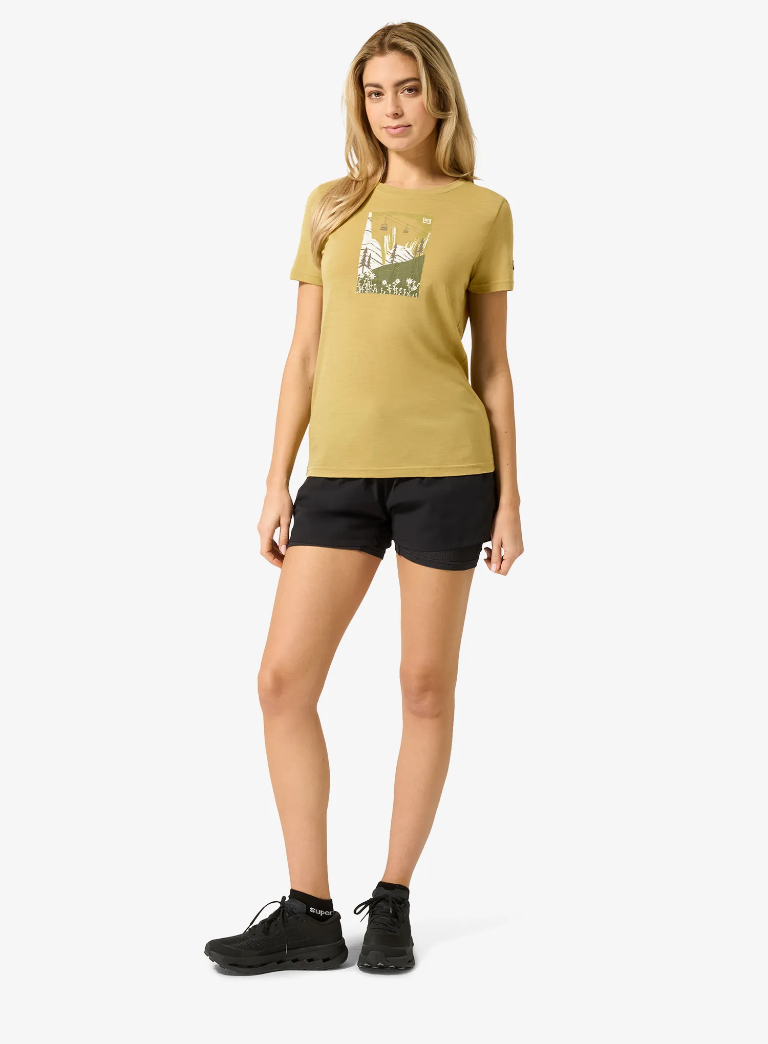Merino triko dámské Super.natural Summer Gondola Tee - sahara/various