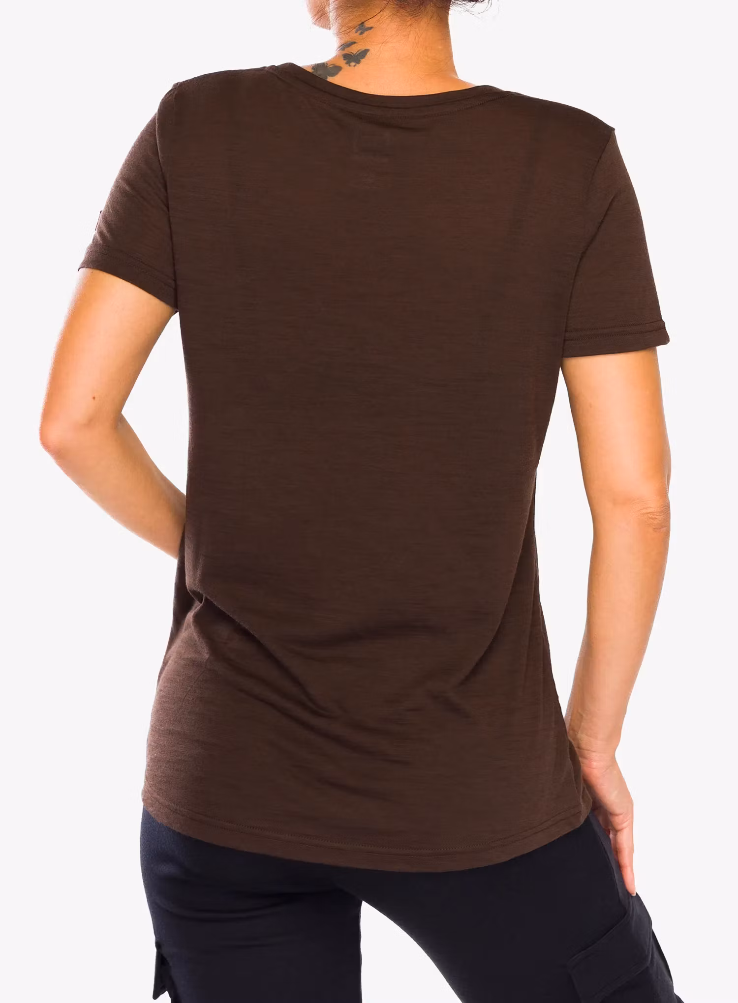 Merino triko dámské Super.natural Teabag World Tee - chocolate bean/feather grey