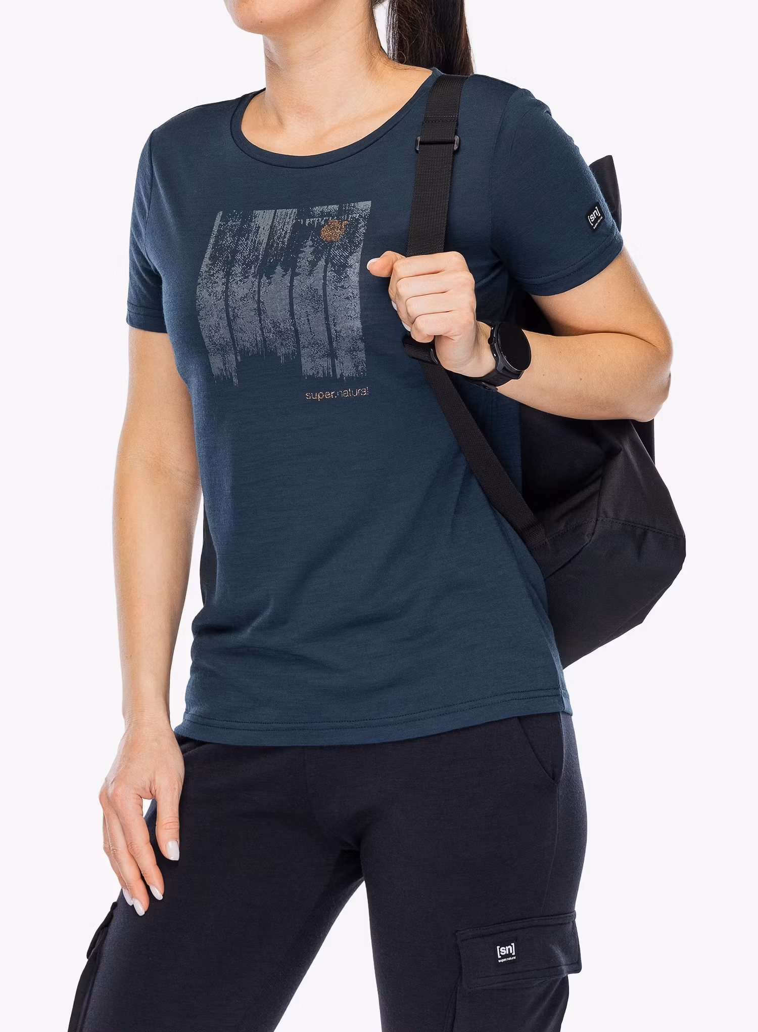 Merino triko dámské Super.natural Wonder Wald Tee - blueberry/various