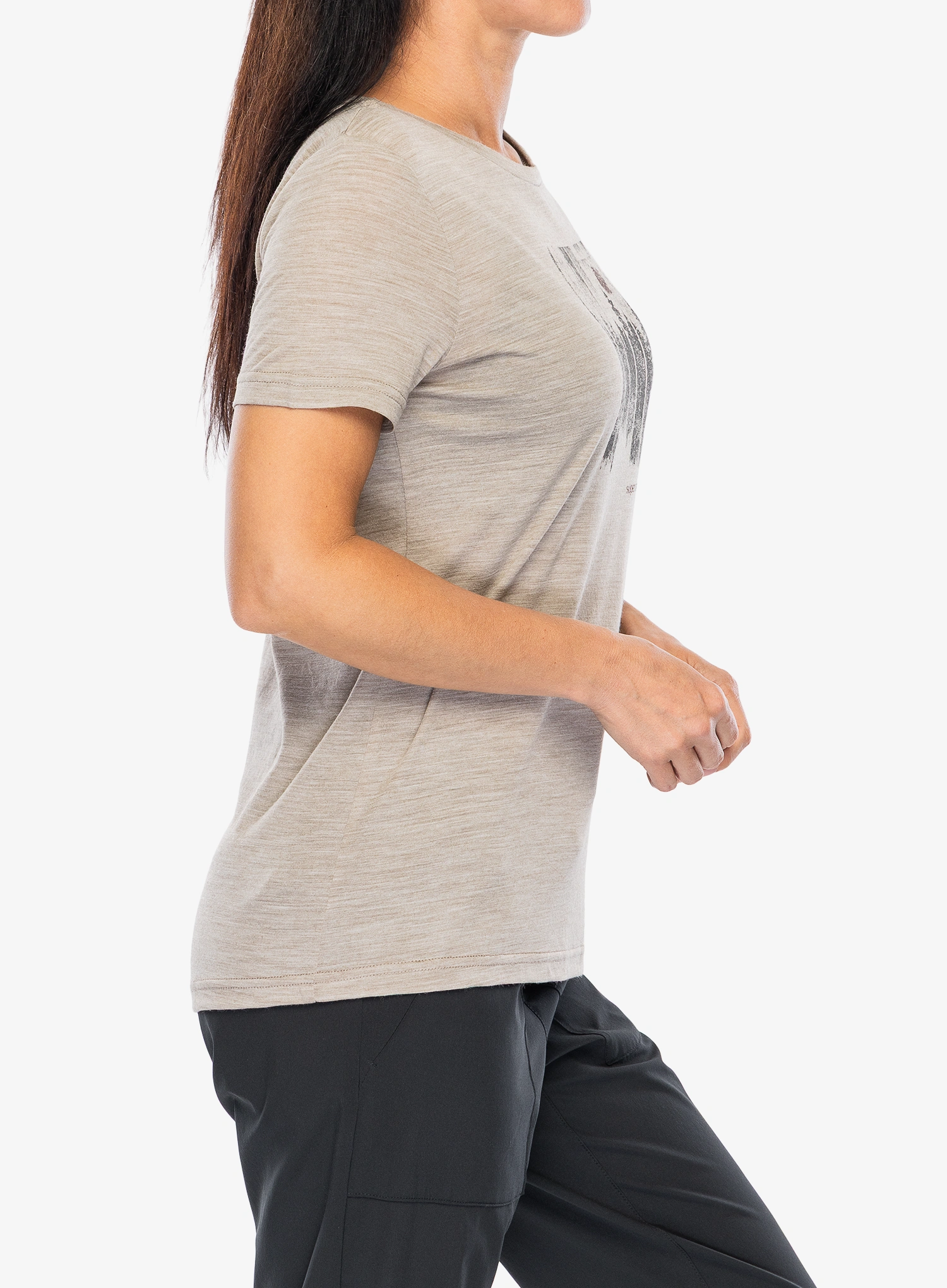 Merino triko dámské Super.natural Wonder Wald Tee - vintage khaki melange/various