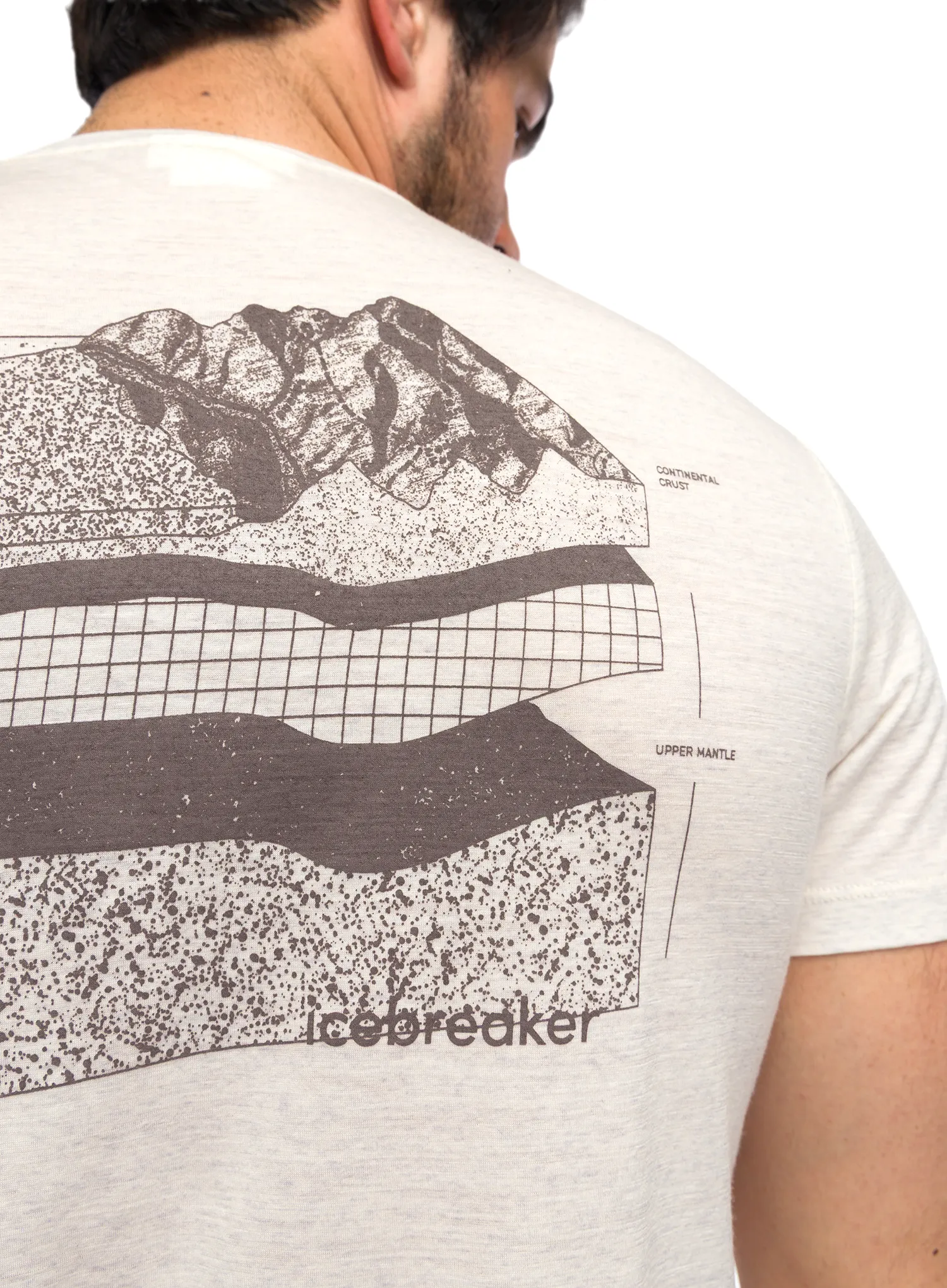 Merino triko Icebreaker Merino 150 Tech Lite SS Tee Evolving Layers - ecru hthr