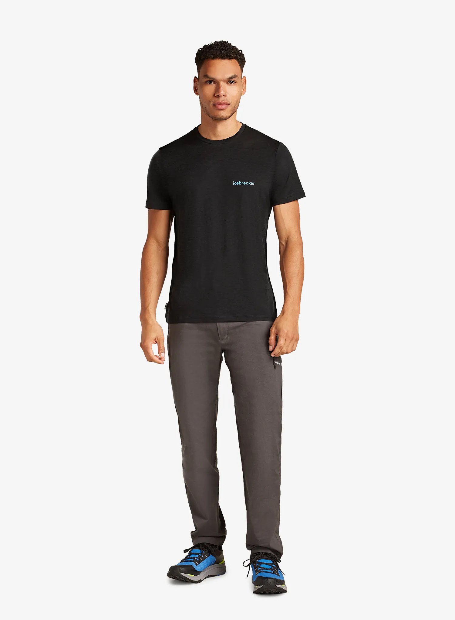 Merino triko Icebreaker Merino 150 Tech Lite SS Tee IB Wordmark - black