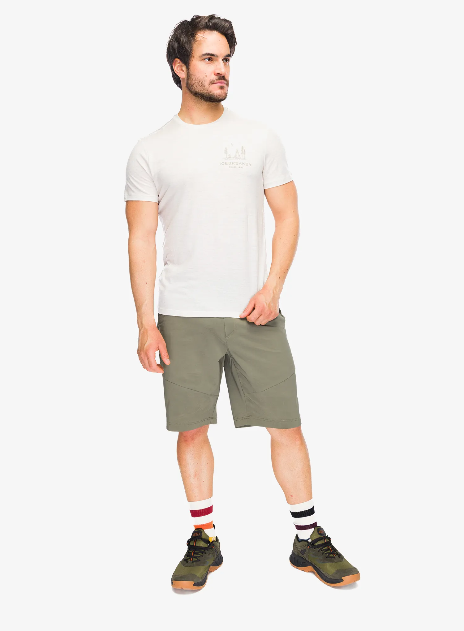 Merino triko Icebreaker Merino 150 Tech Lite SS Tee Peaceful Pass - ecru hthr