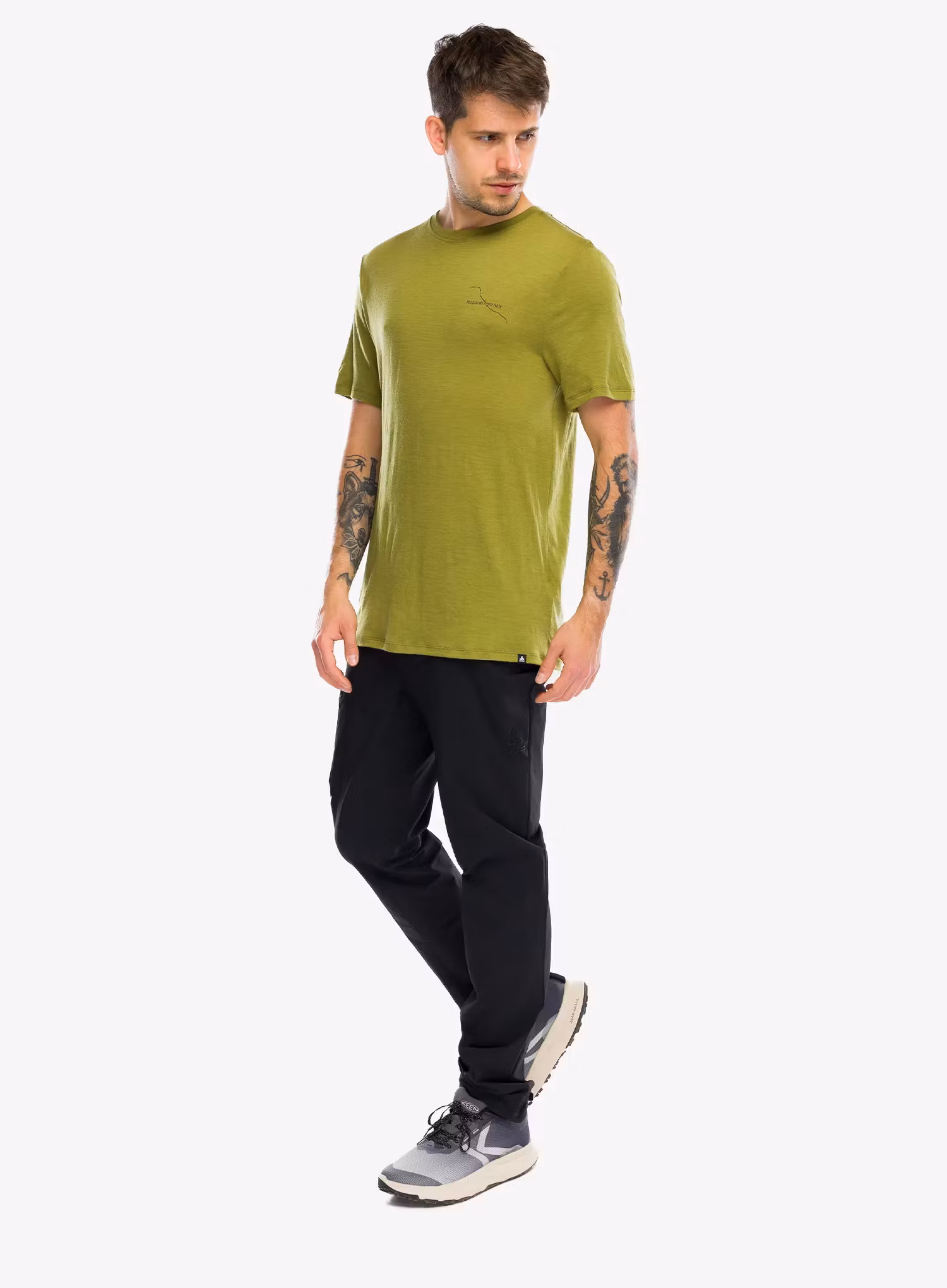 Merino triko Odlo Merino 160 Postcards Crew Neck S/S - guacamole