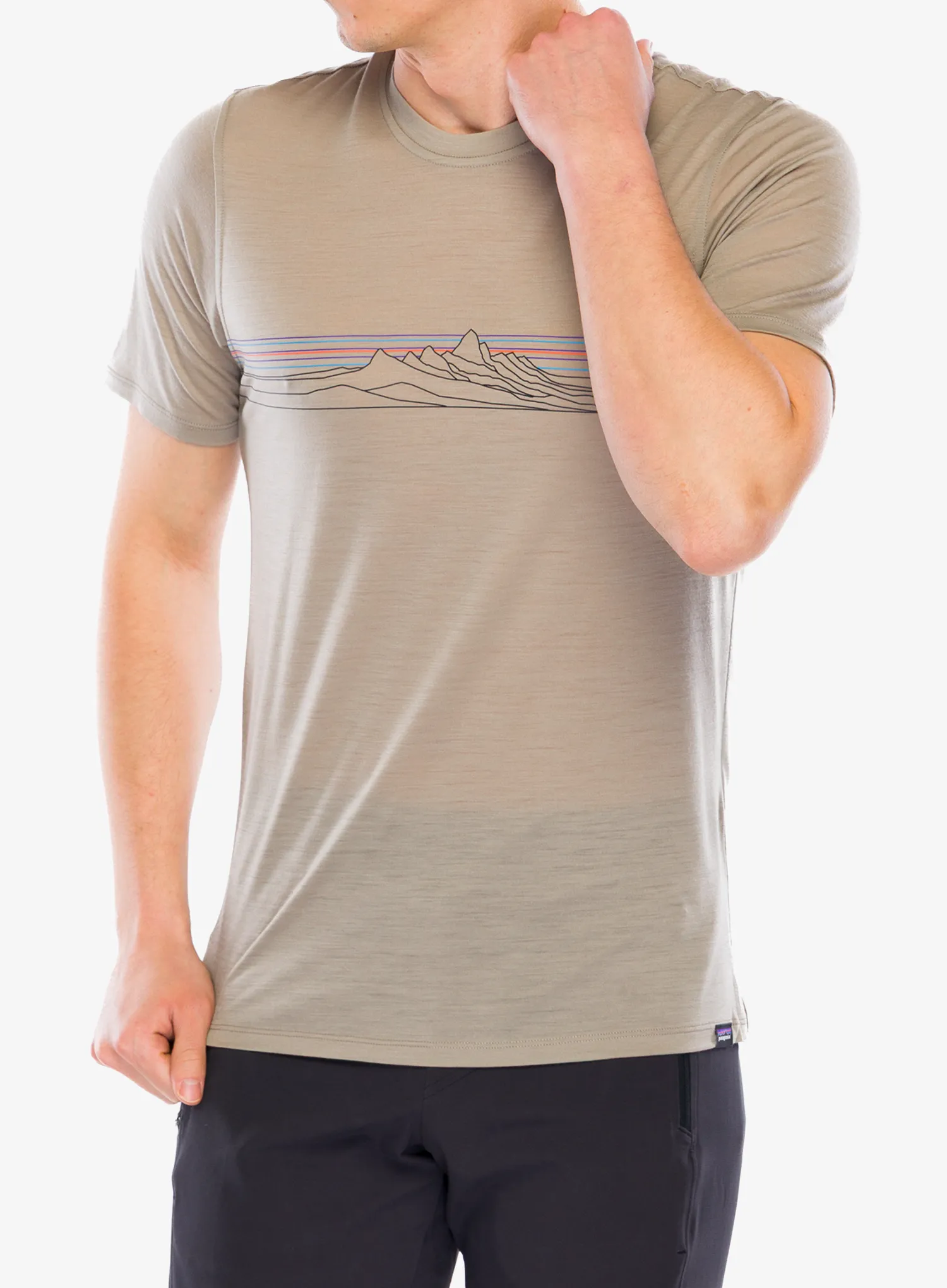 Merino triko Patagonia Cap Cool Merino Graphic Shirt - strata stripe/seabird grey