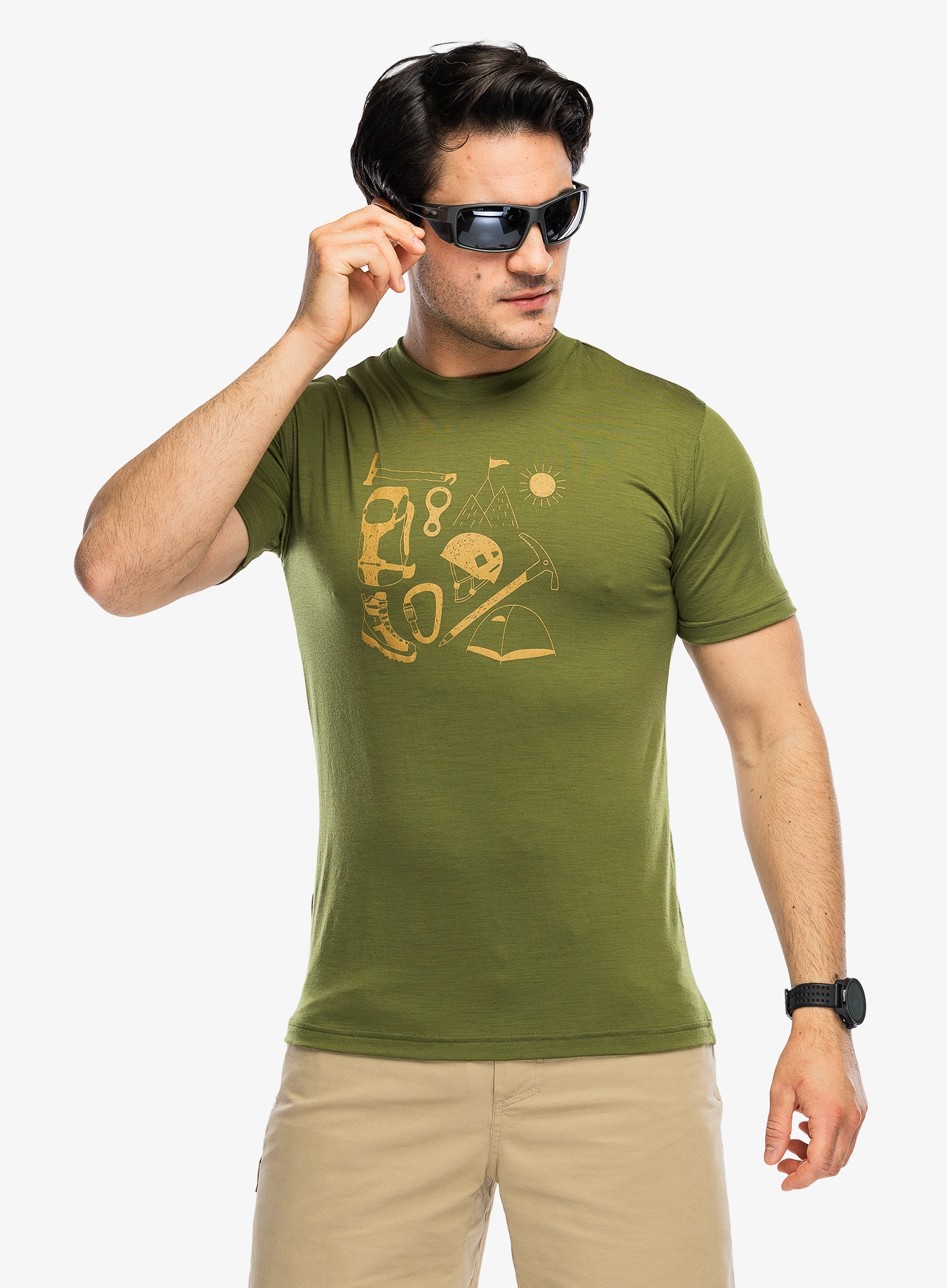 Merino triko Sensor Merino Active Hiking Tee SS - safari green