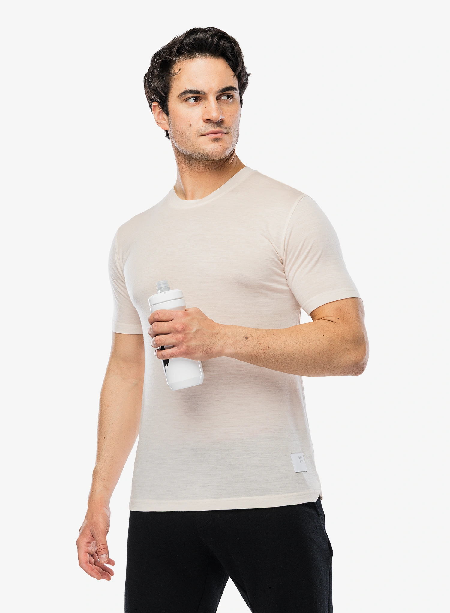 Merino triko Sensor Merino Lite Tee SS - mottled beige