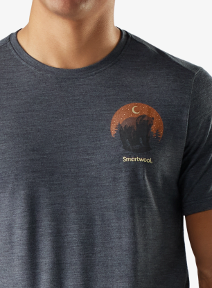 Merino triko Smartwool Lunar Bear Active Short Sleeve Graphic Tee - charcoal heather