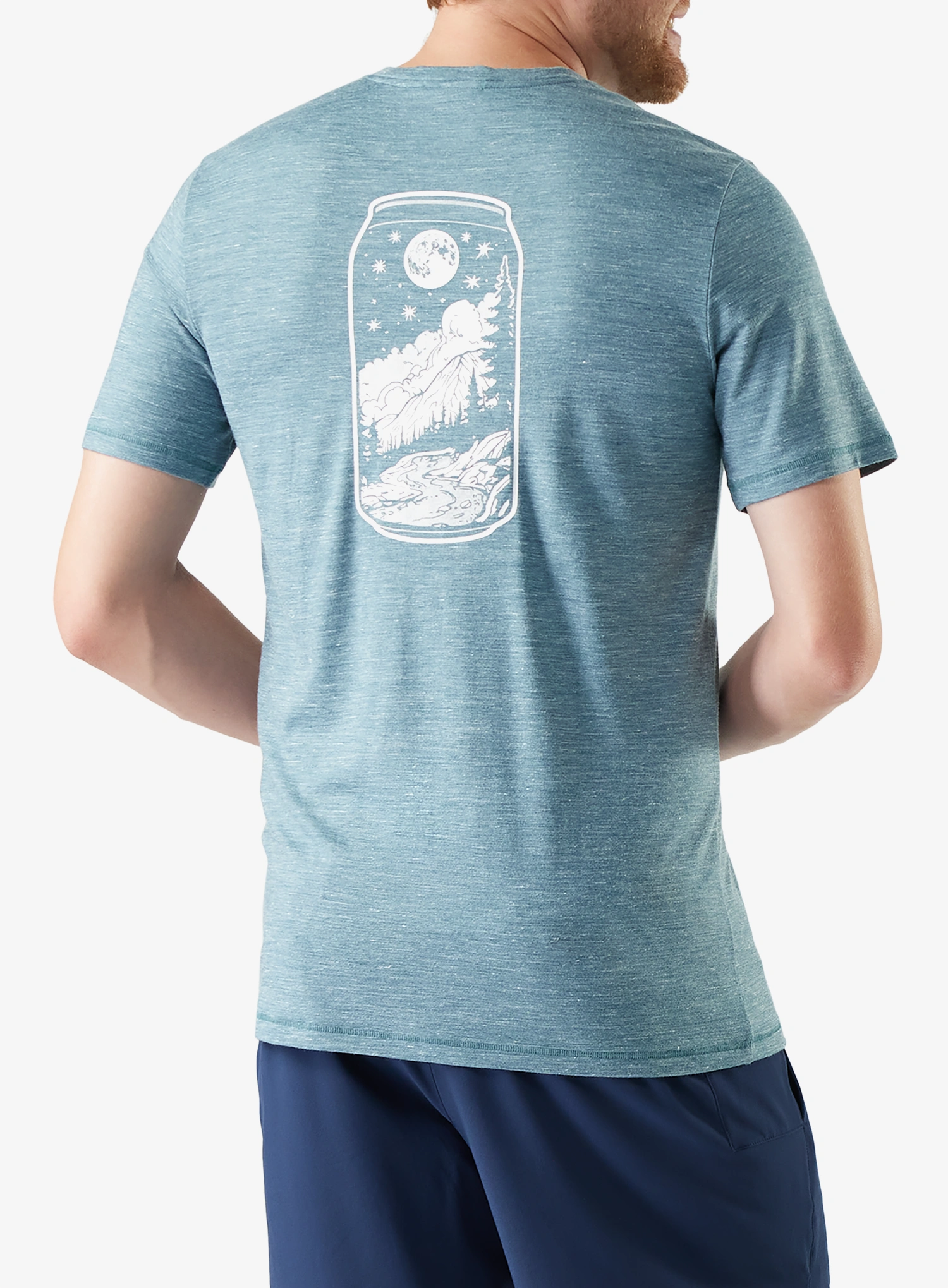 Merino triko Smartwool Merino Hemp Blend Peak Pints Short Sleeve Graphic Tee - dusty teal