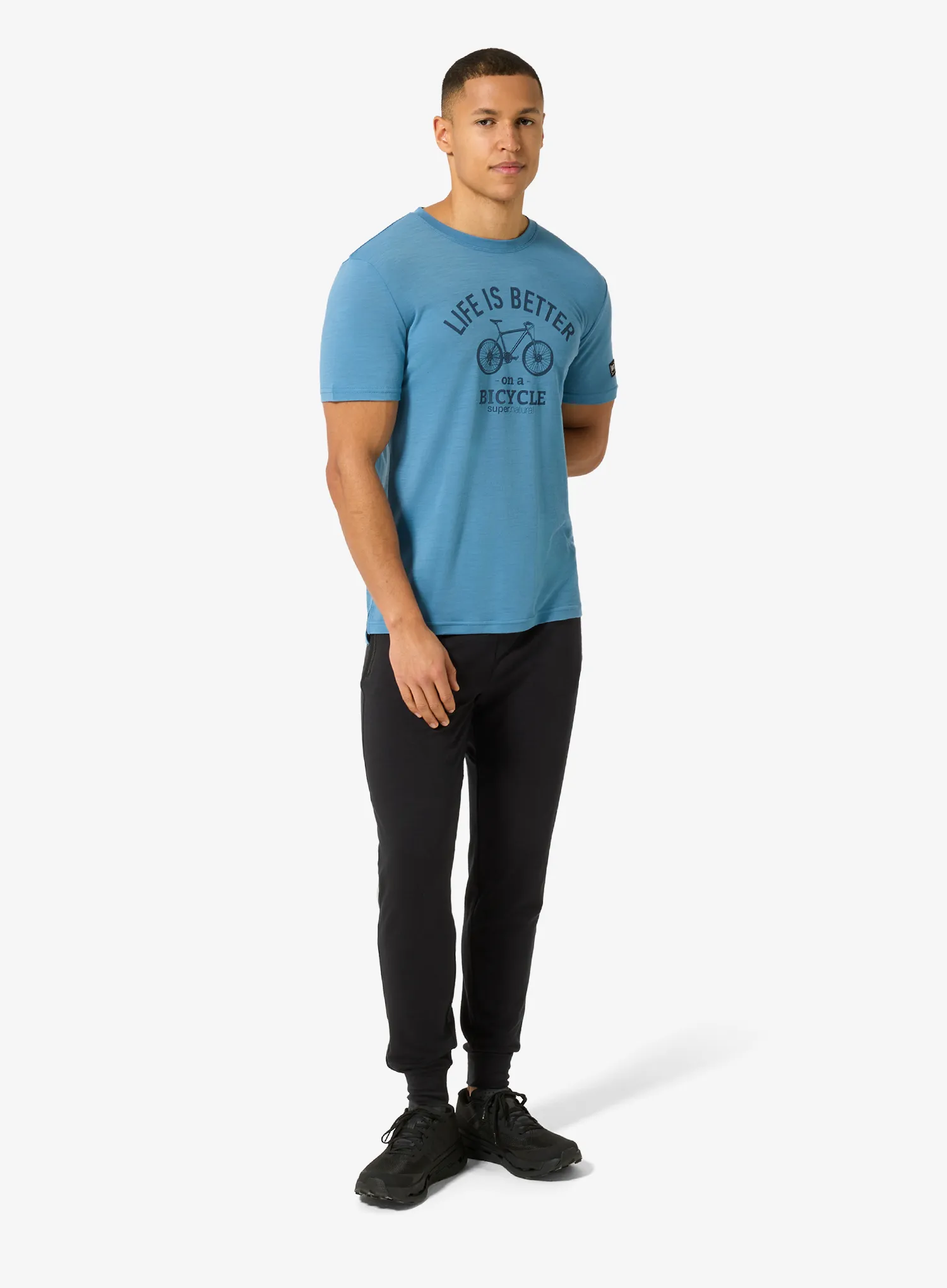 Merino triko Super.natural Better Bike Tee - blue heaven/ocean blue