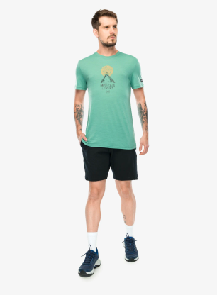 Merino triko Super.natural No Map Tee - lagoon green/various