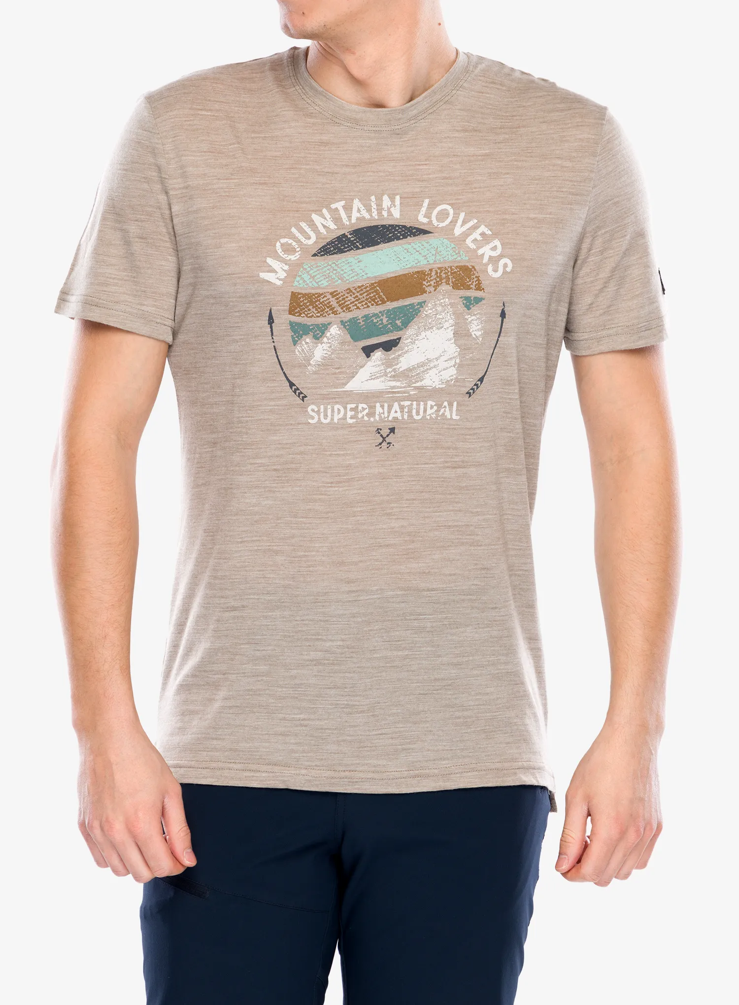Merino triko Super.natural Northern Lights Tee - vintage khaki melange/various