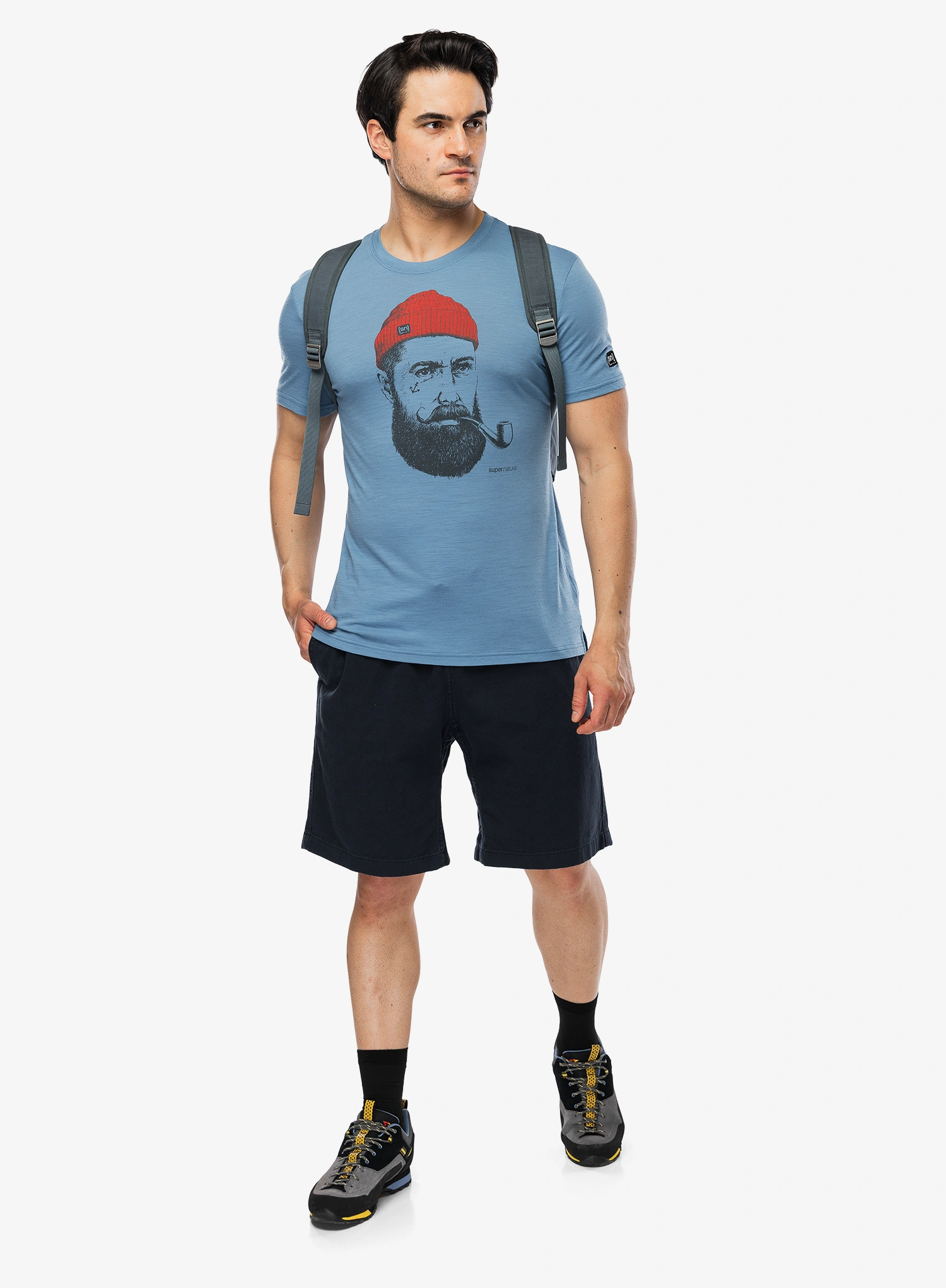 Merino triko Super.natural Sn Sailor Tee - ble heaven/dark mel/h.risk red