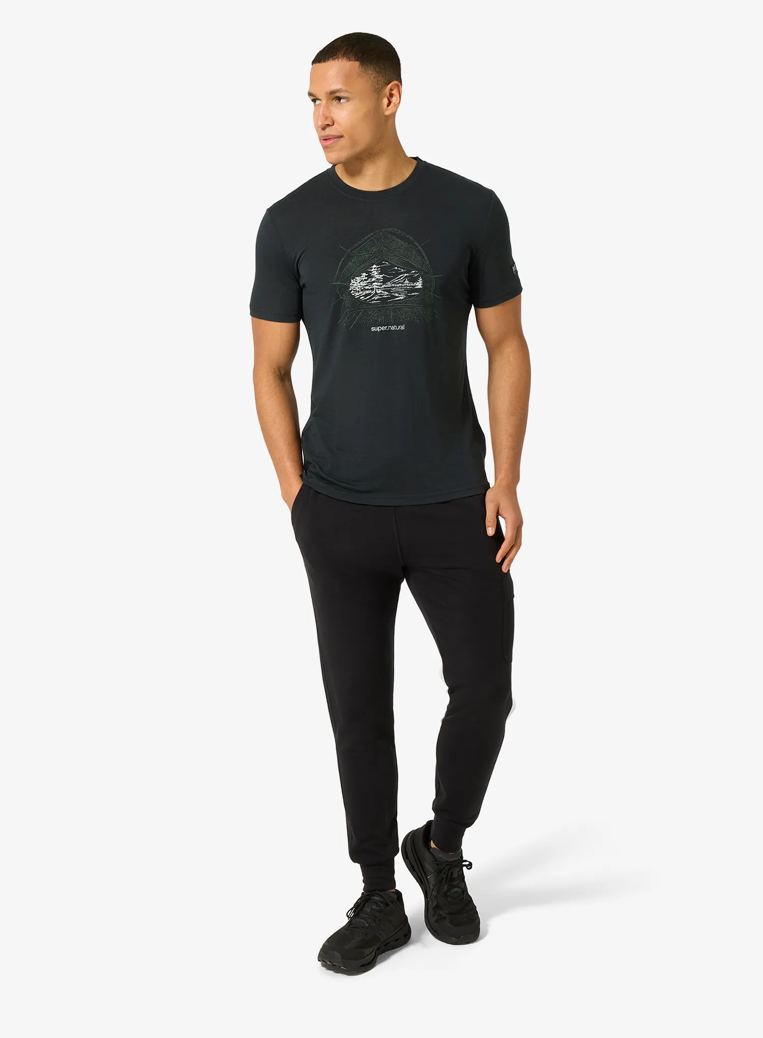 Merino triko Super.natural Tent View Tee - jet black/various