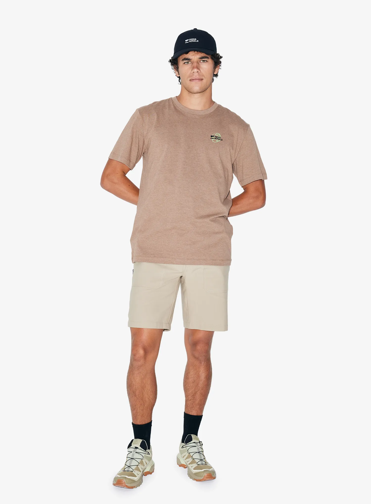 Tričko Mons Royale Yonder Merino Organic Cotton T-Shirt - mocha