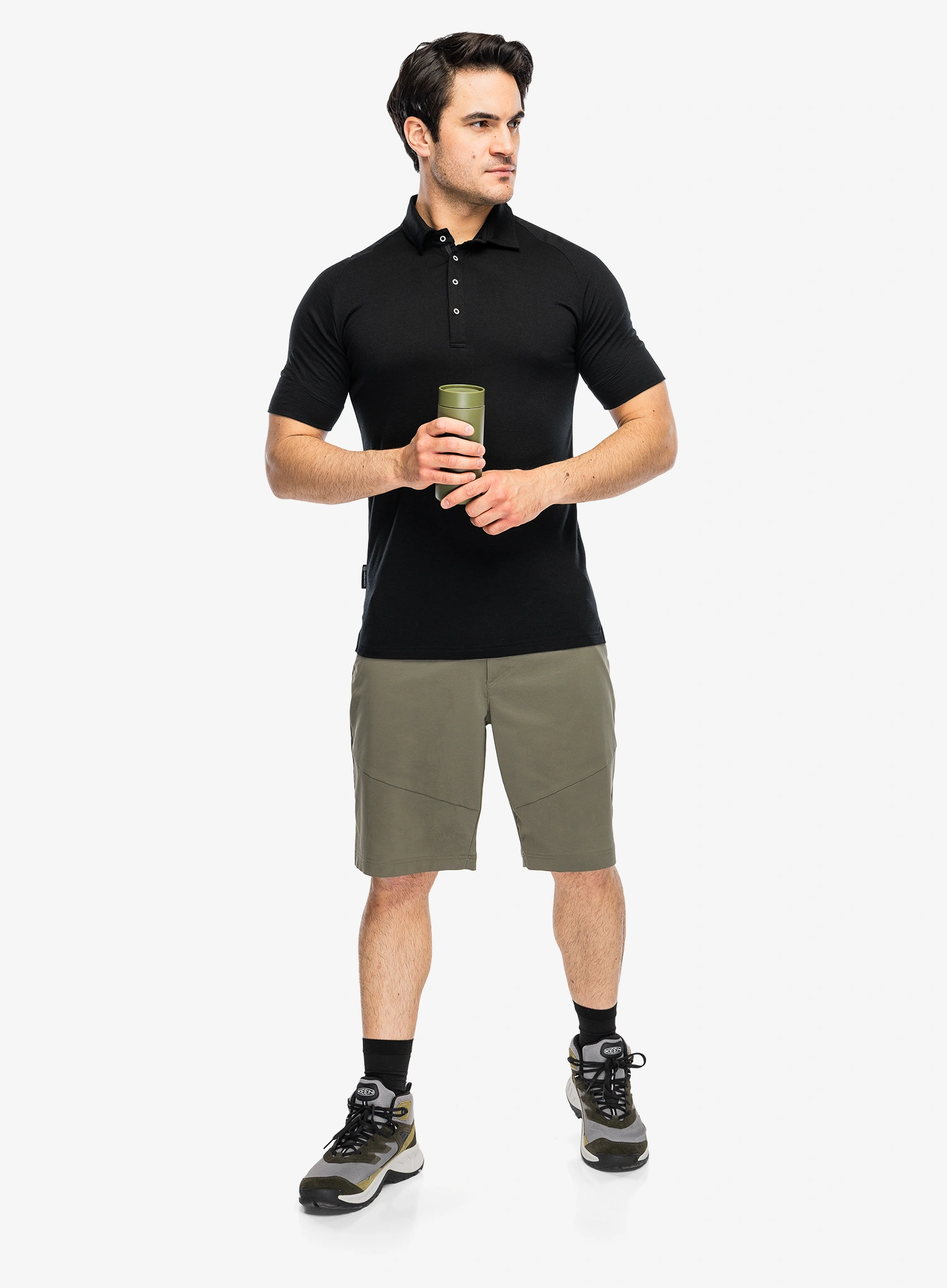 Polokošile Sensor Merino Active Polo Tee SS - black